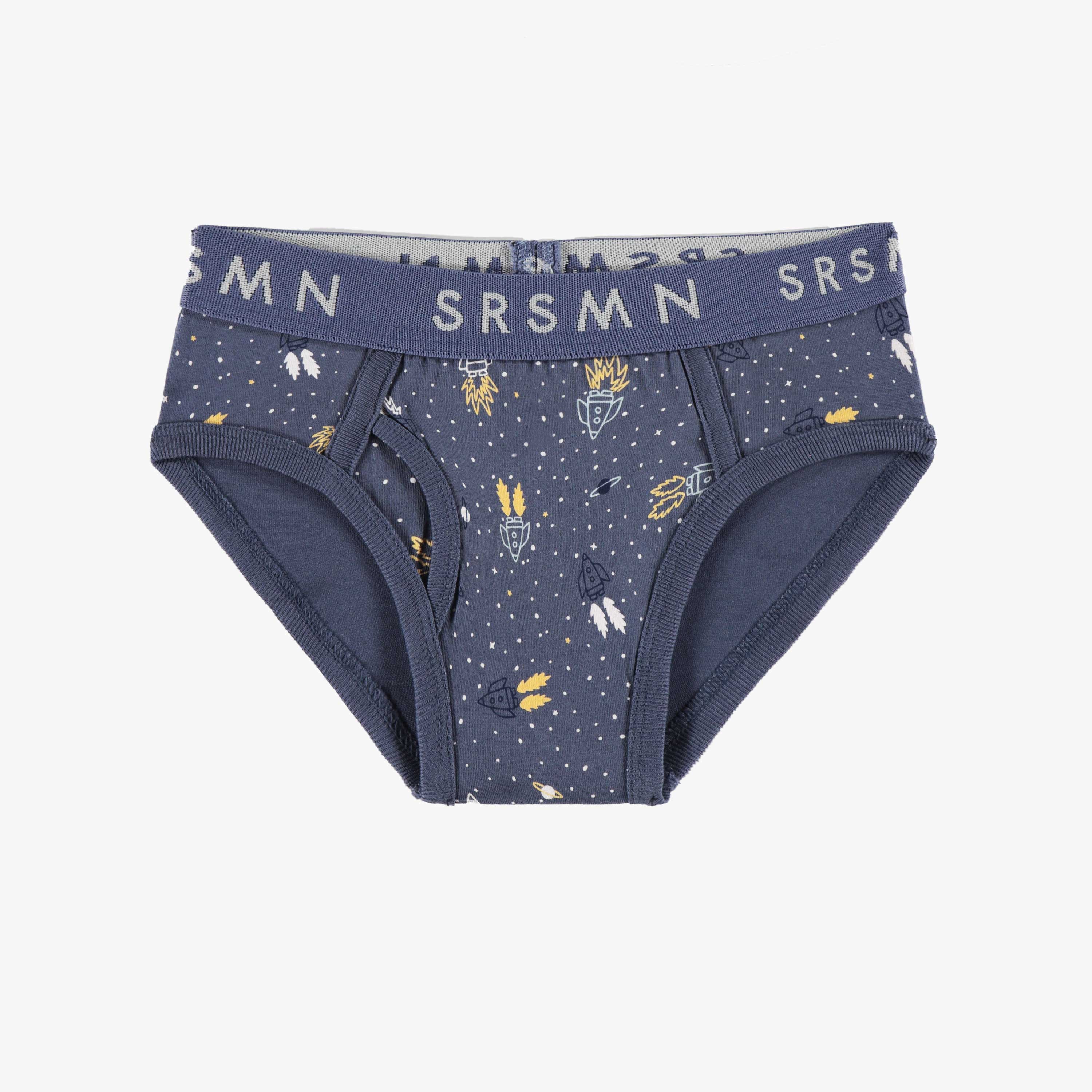 Caleçon ajusté bleu à motifs de fusées, enfant