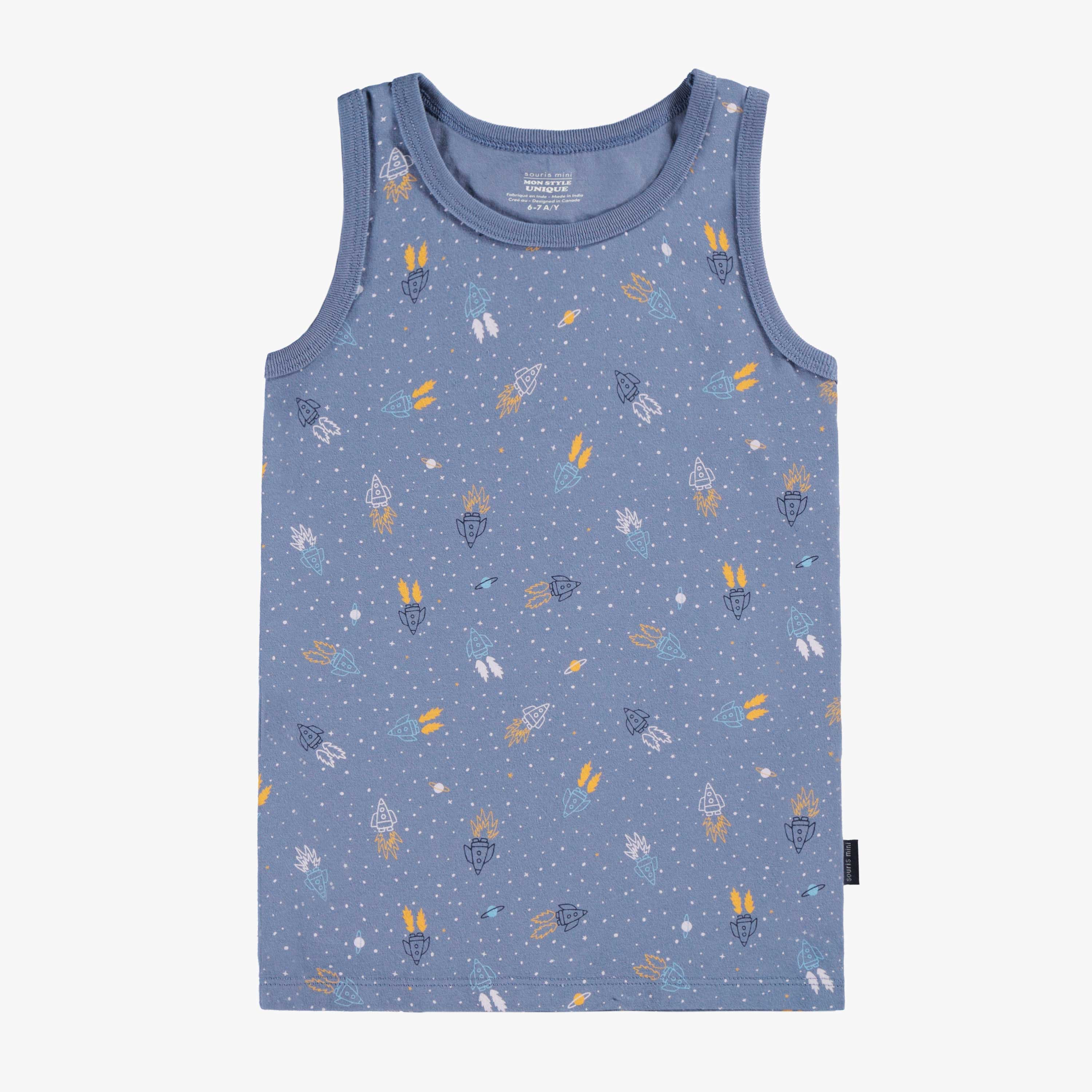 Camisole bleue à motifs de fusées, enfant