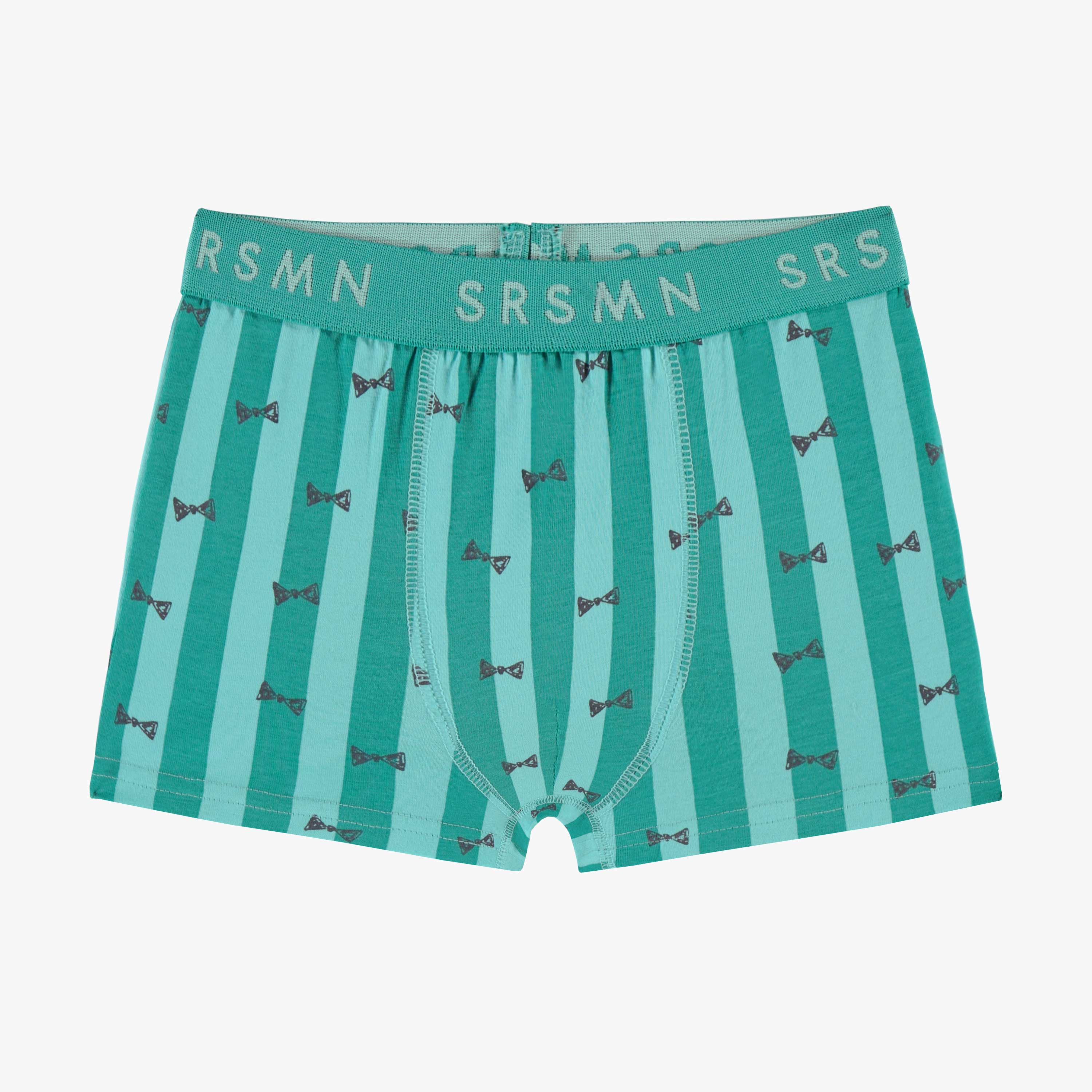 Boxer turquoise à rayures et motifs, enfant