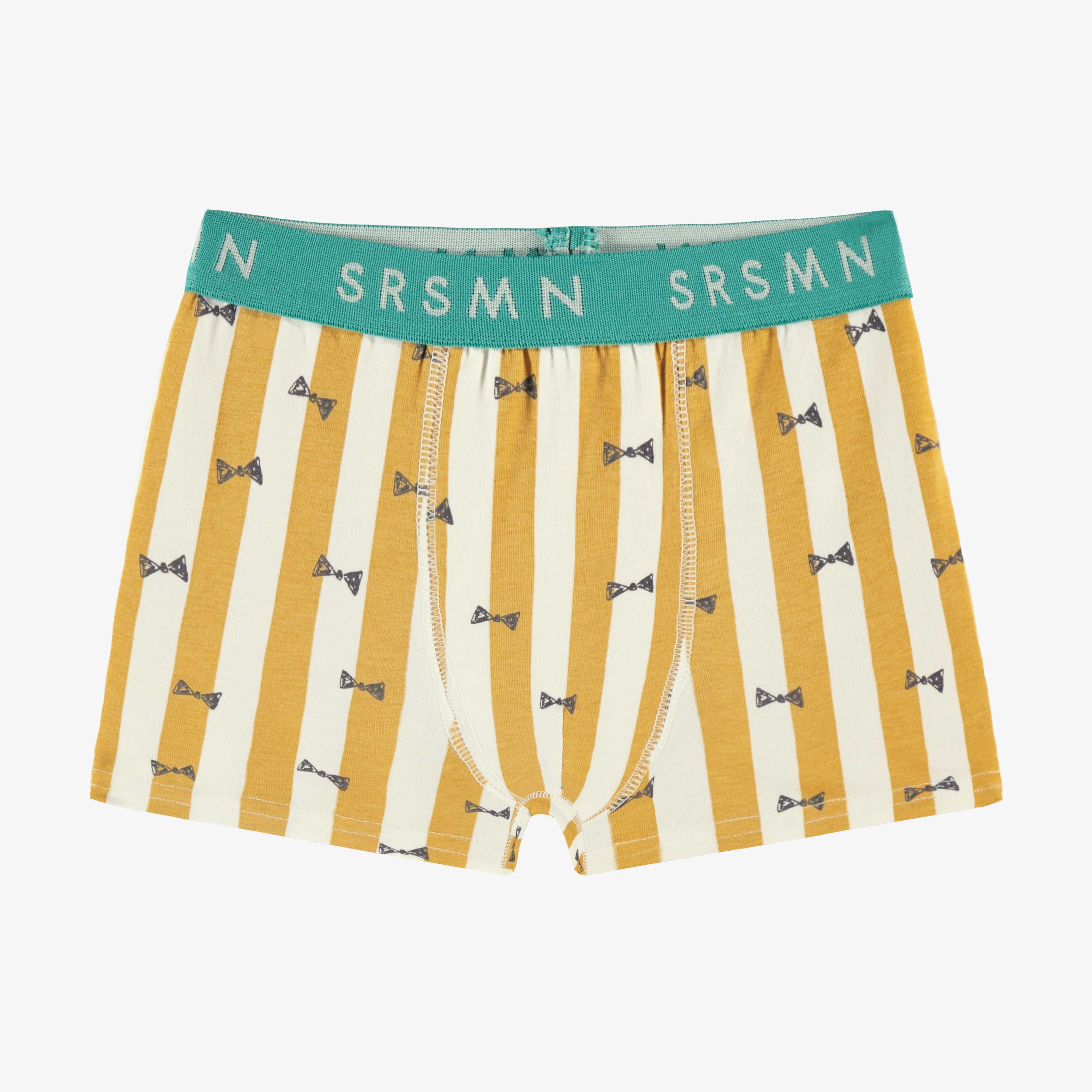 Boxer crème et jaune à rayures et motifs, enfant