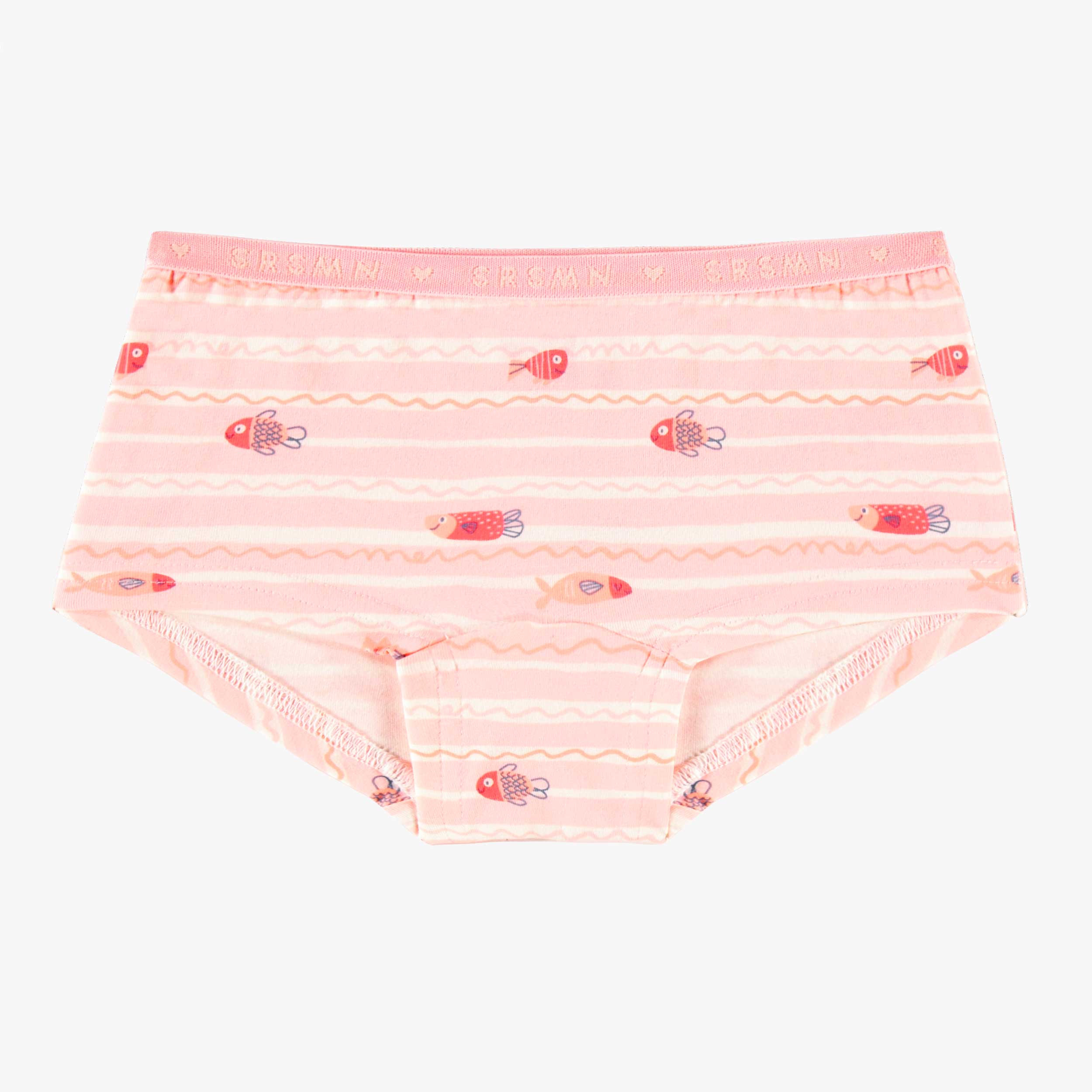 Culotte garçonne rose à rayures et motifs, enfant