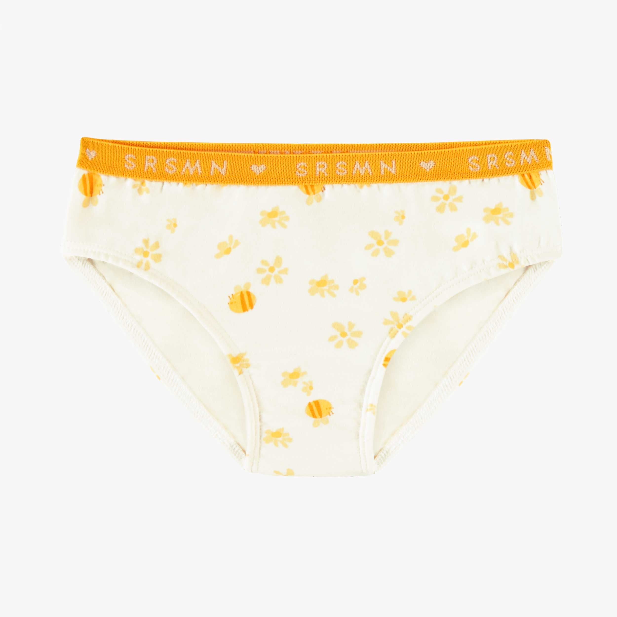 Culotte bikini crème à motif floral, enfant