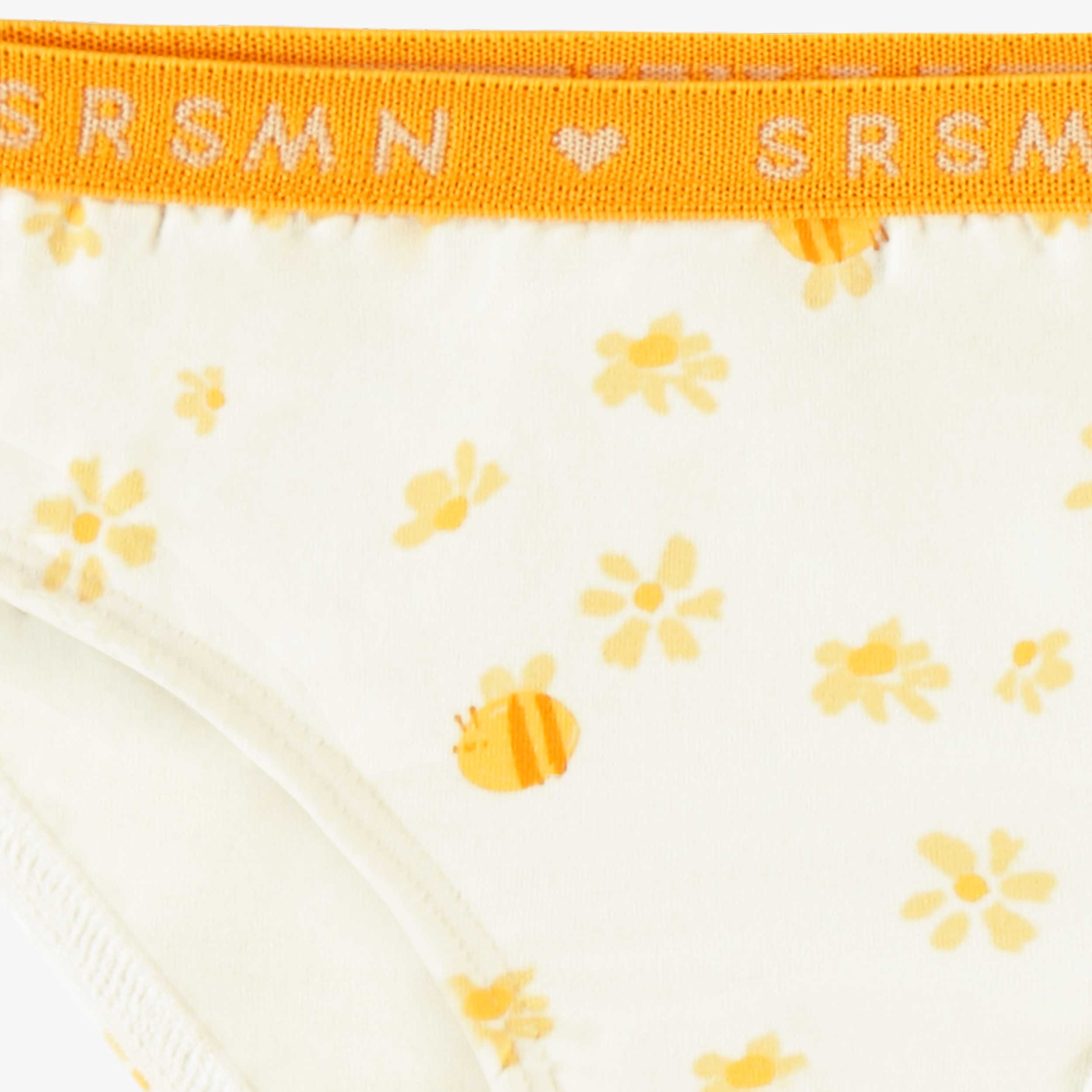 Détail de la culotte bikini crème à motif floral, enfant
