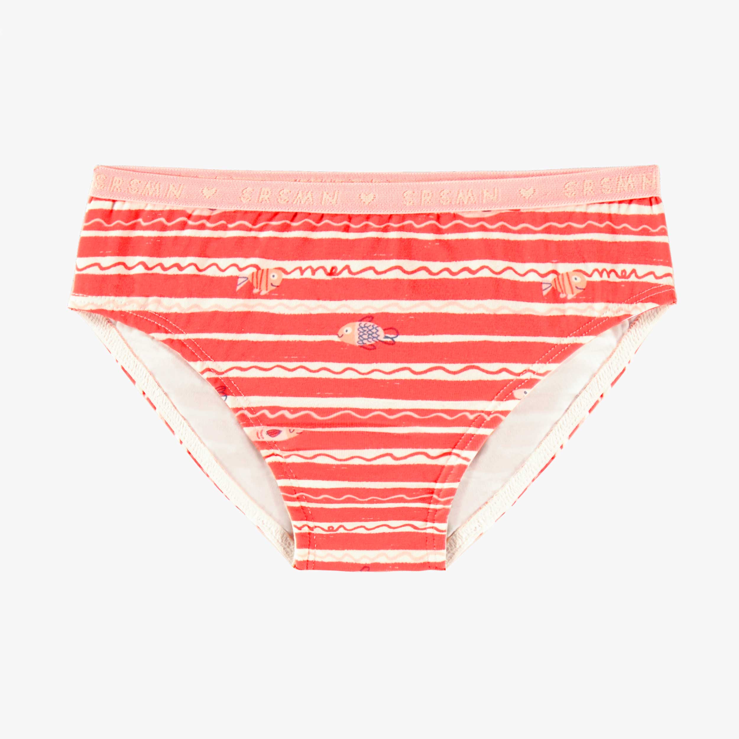 Culotte bikini rose à rayures et motifs, enfant