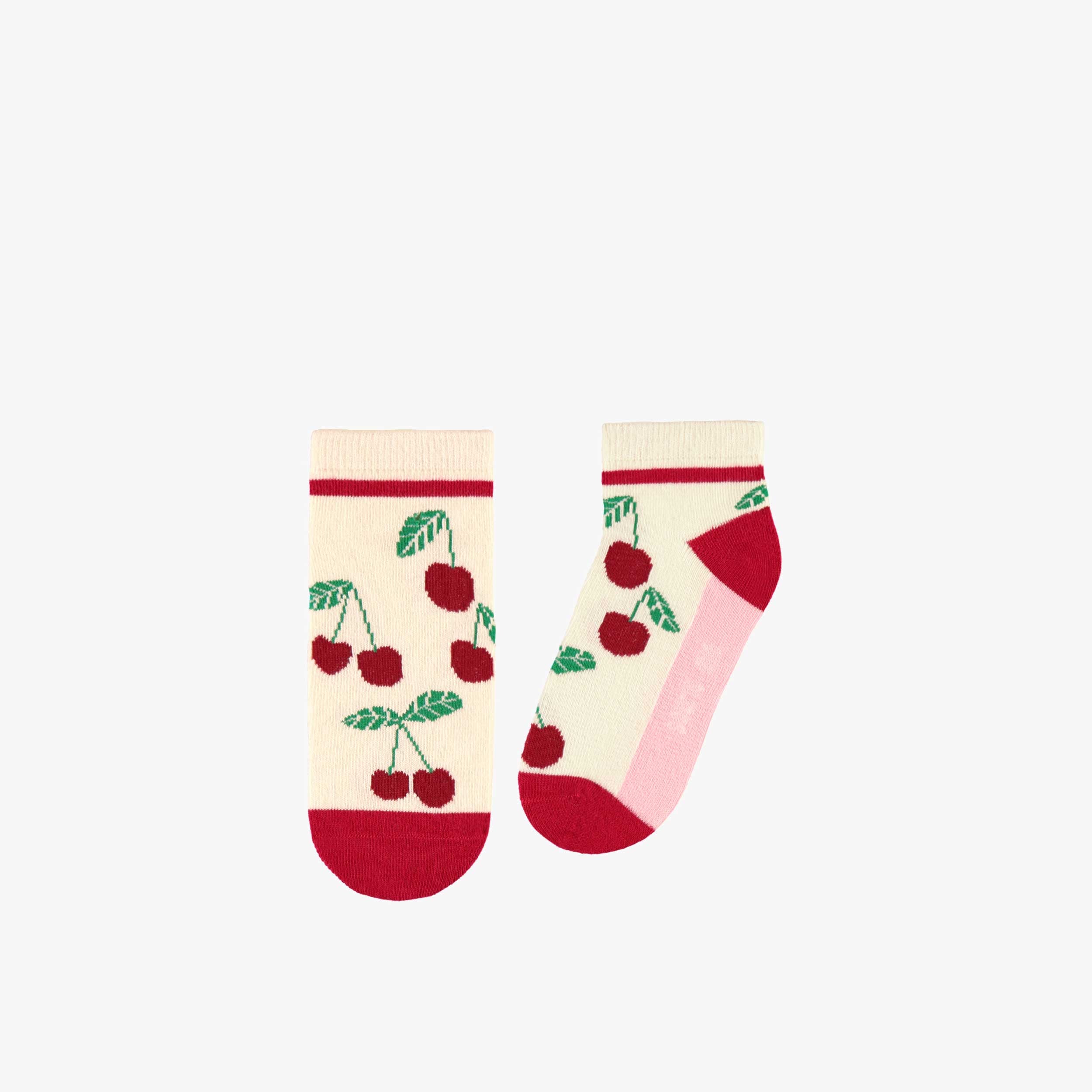Chaussettes courtes crème à motifs, enfant