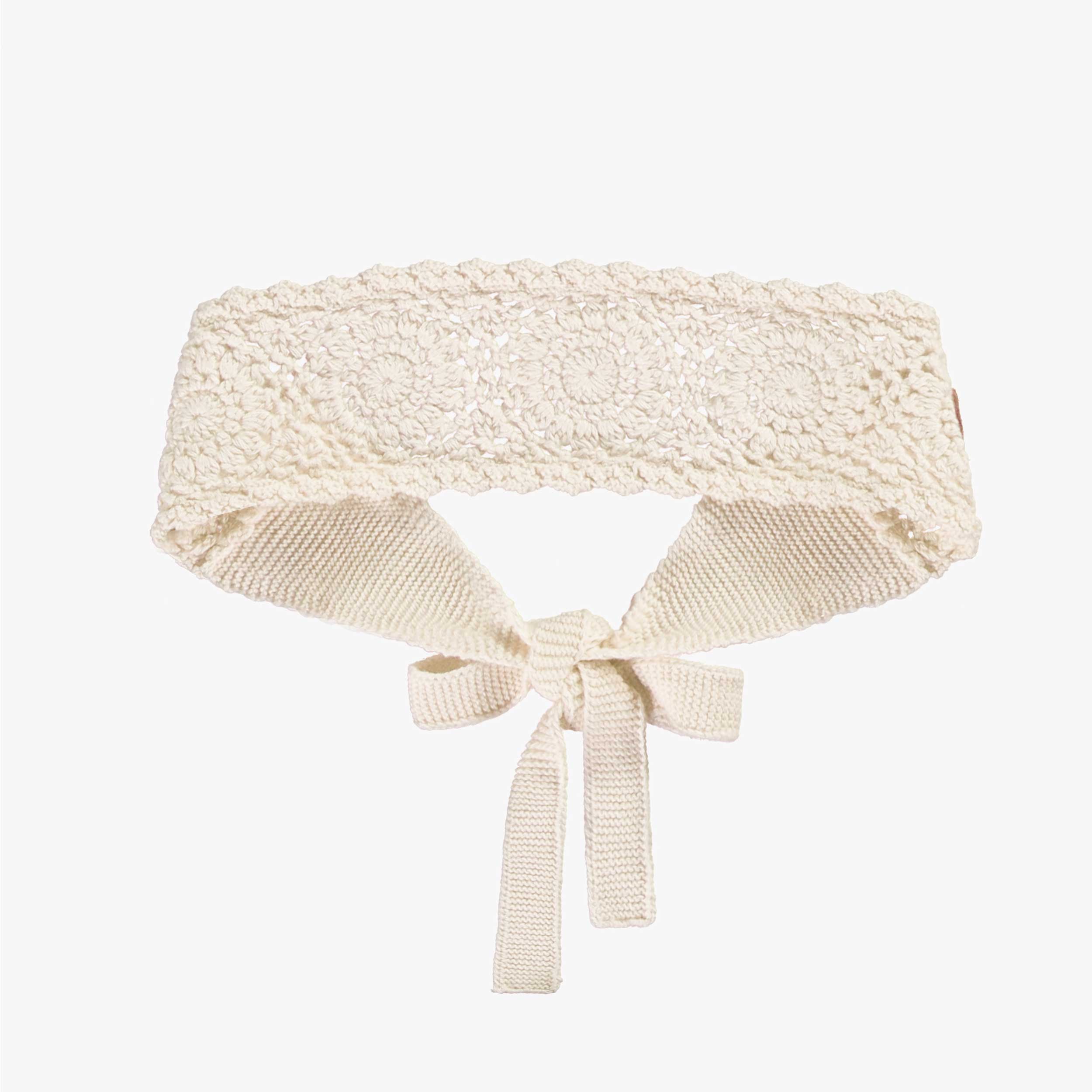 Bandeau crème en tricot crocheté à motifs de fleurs, enfant