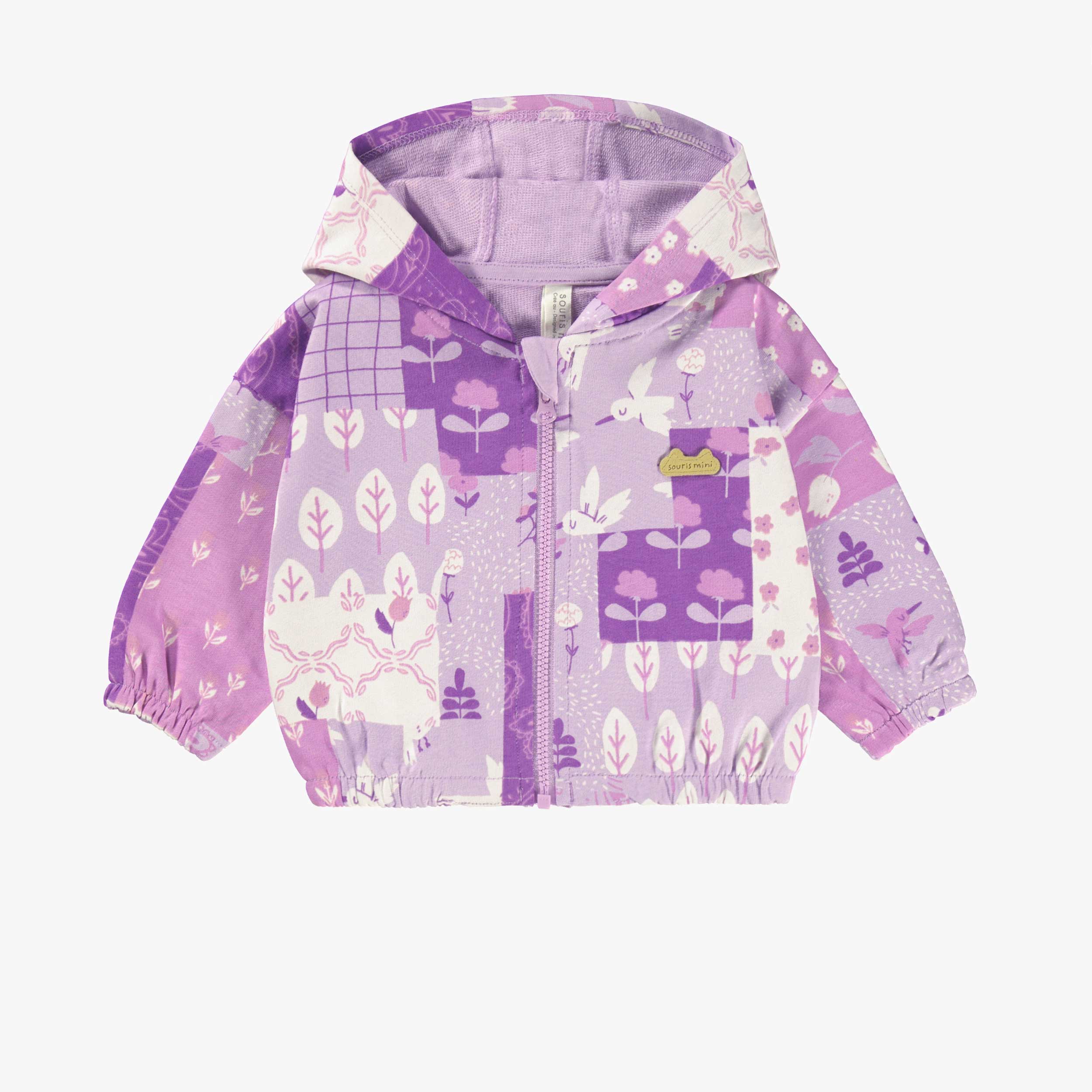 Veste mauve à imprimé patchwork, naissance