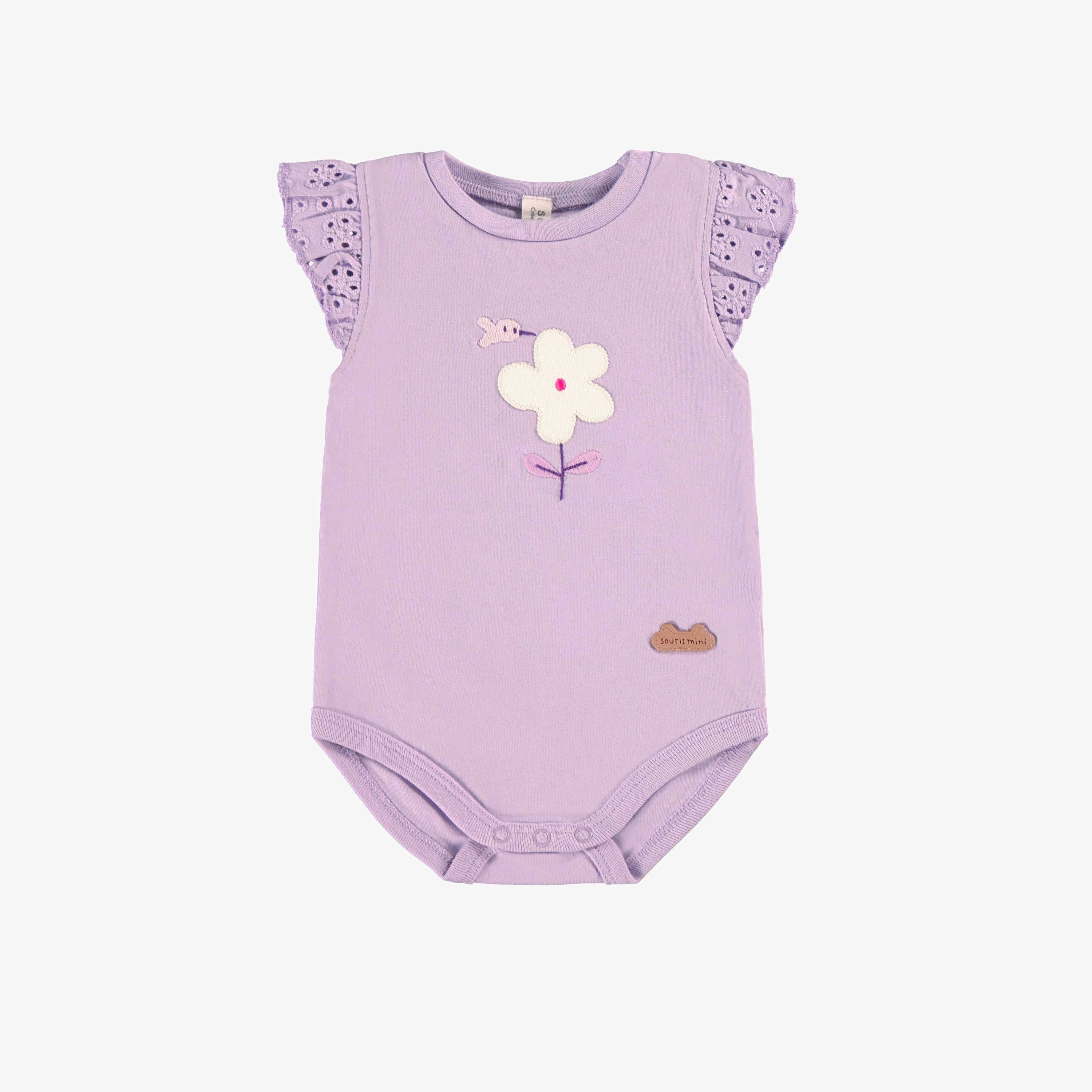Cache-couche mauve avec broderie, naissance
