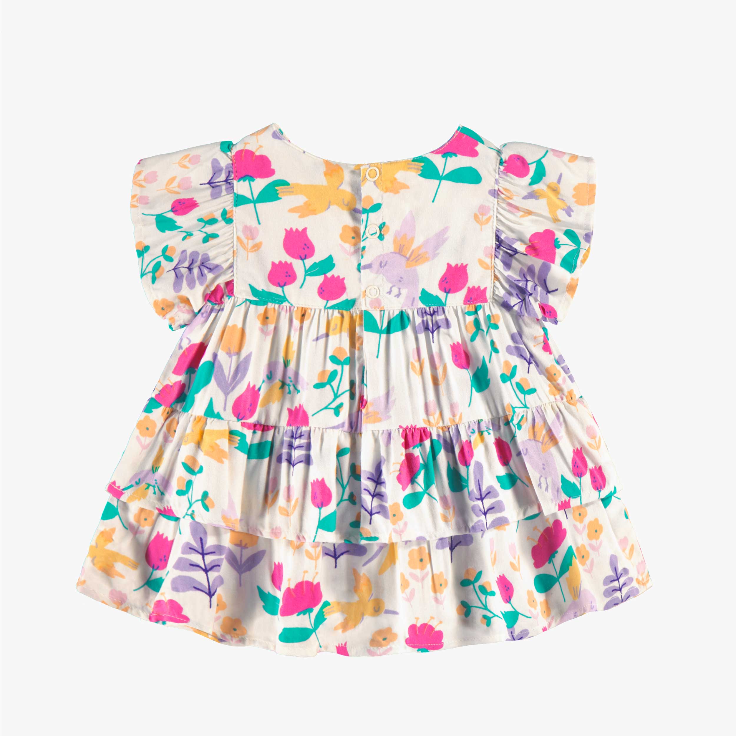 Dos de la robe blanche à motifs, bébé