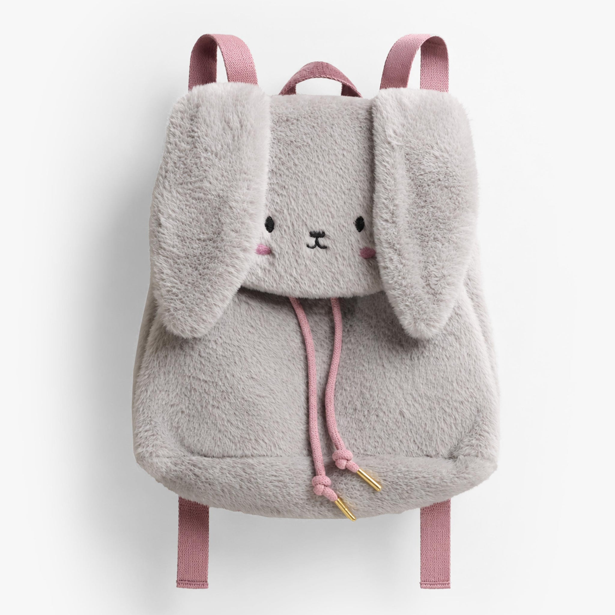 Gray faux fur bunny backpack, child
