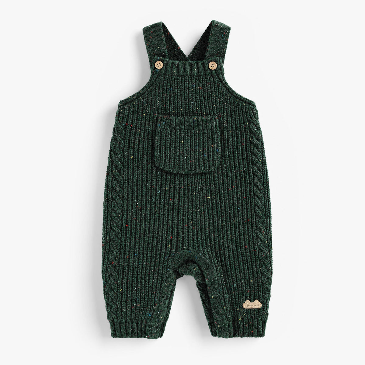 Salopette vert forêt en tricot moucheté, naissance - Souris Mini
