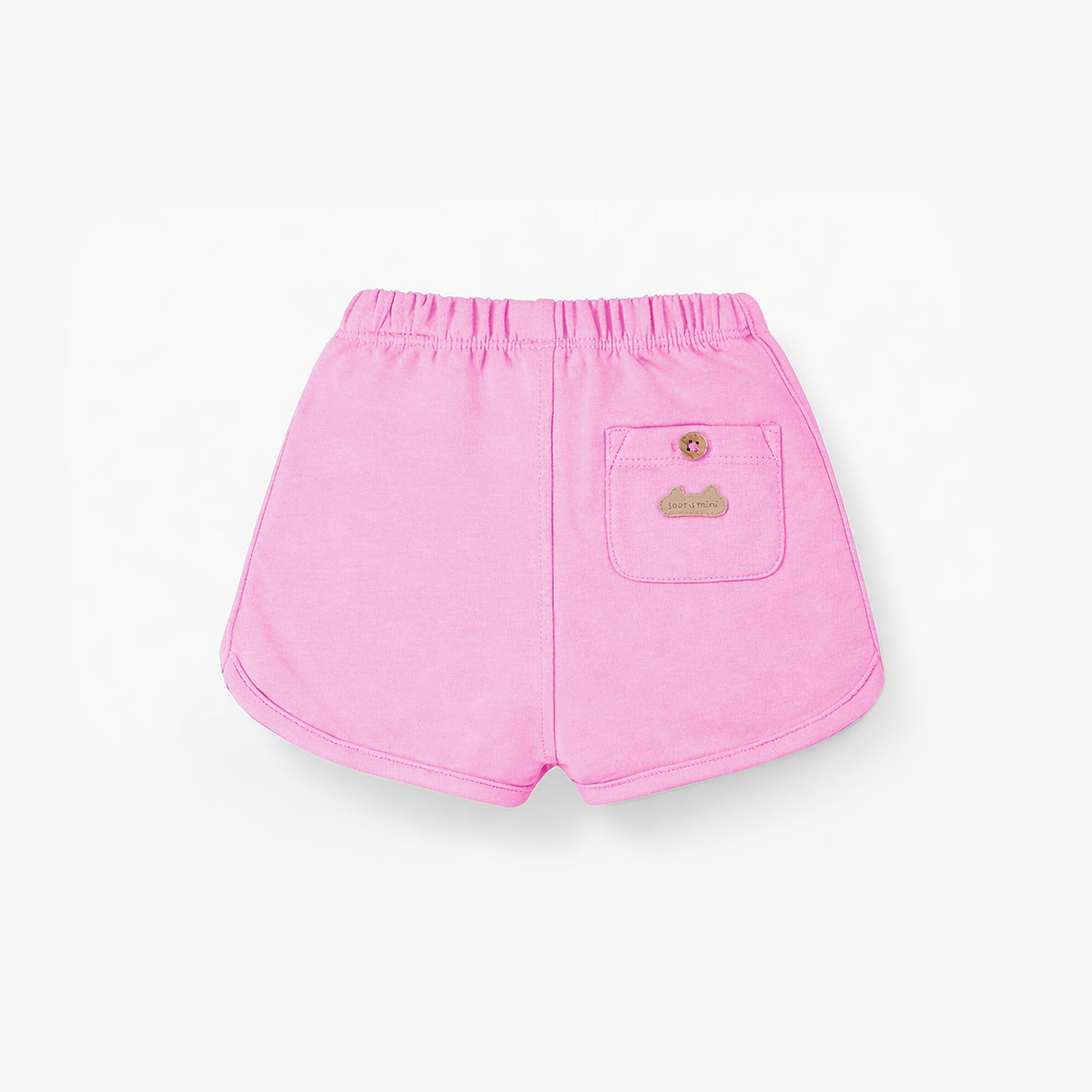Dos du short mauve en coton français, naissance