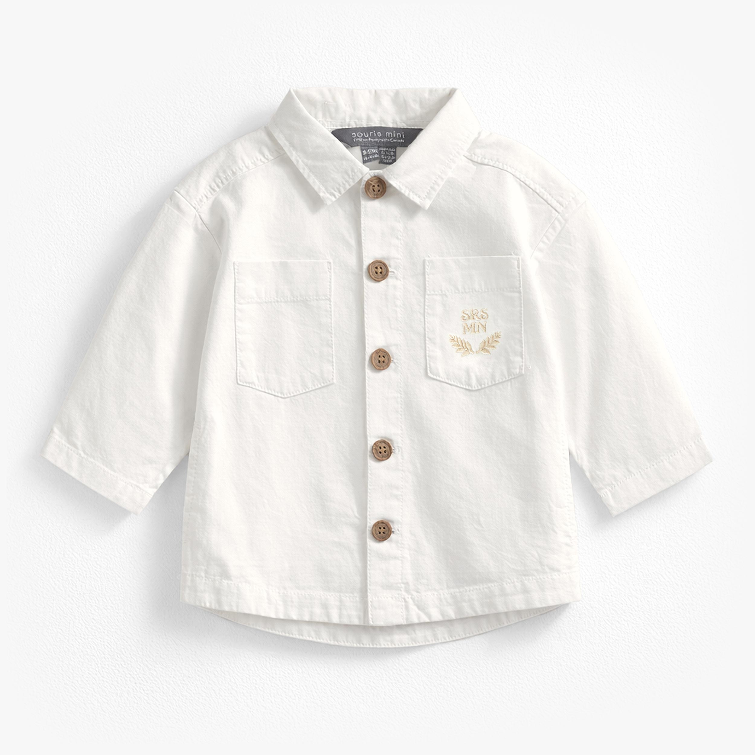 Surchemise blanche en coton et lin, bébé - Souris Mini