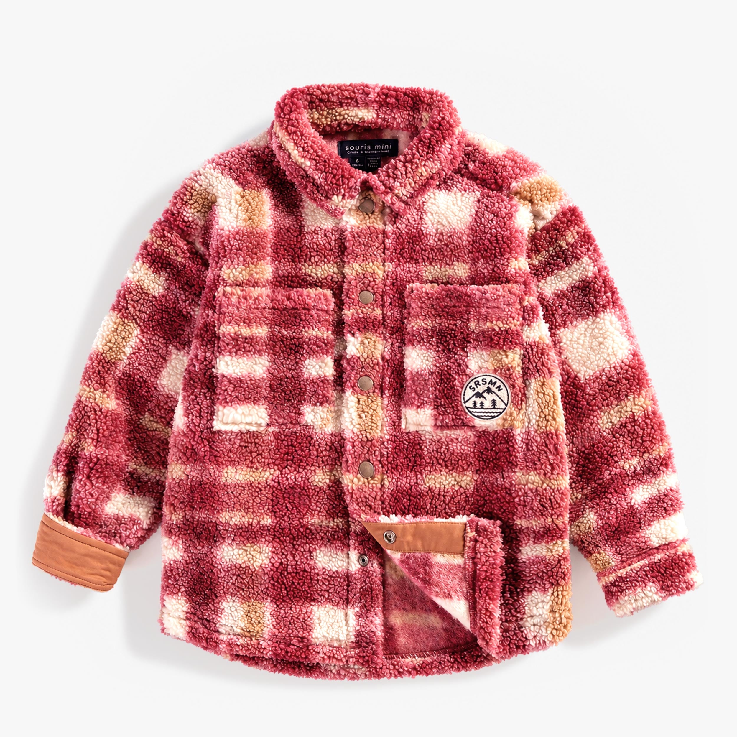 Surchemise en sherpa à carreaux rouge et écru, enfant - Souris Mini