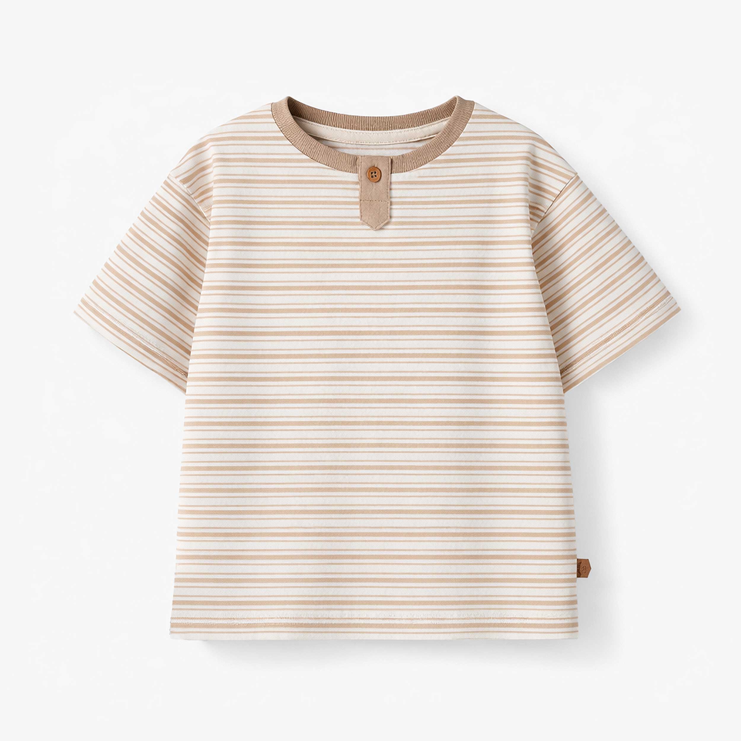 T-shirt blanc et beige à rayures, enfant - Souris Mini
