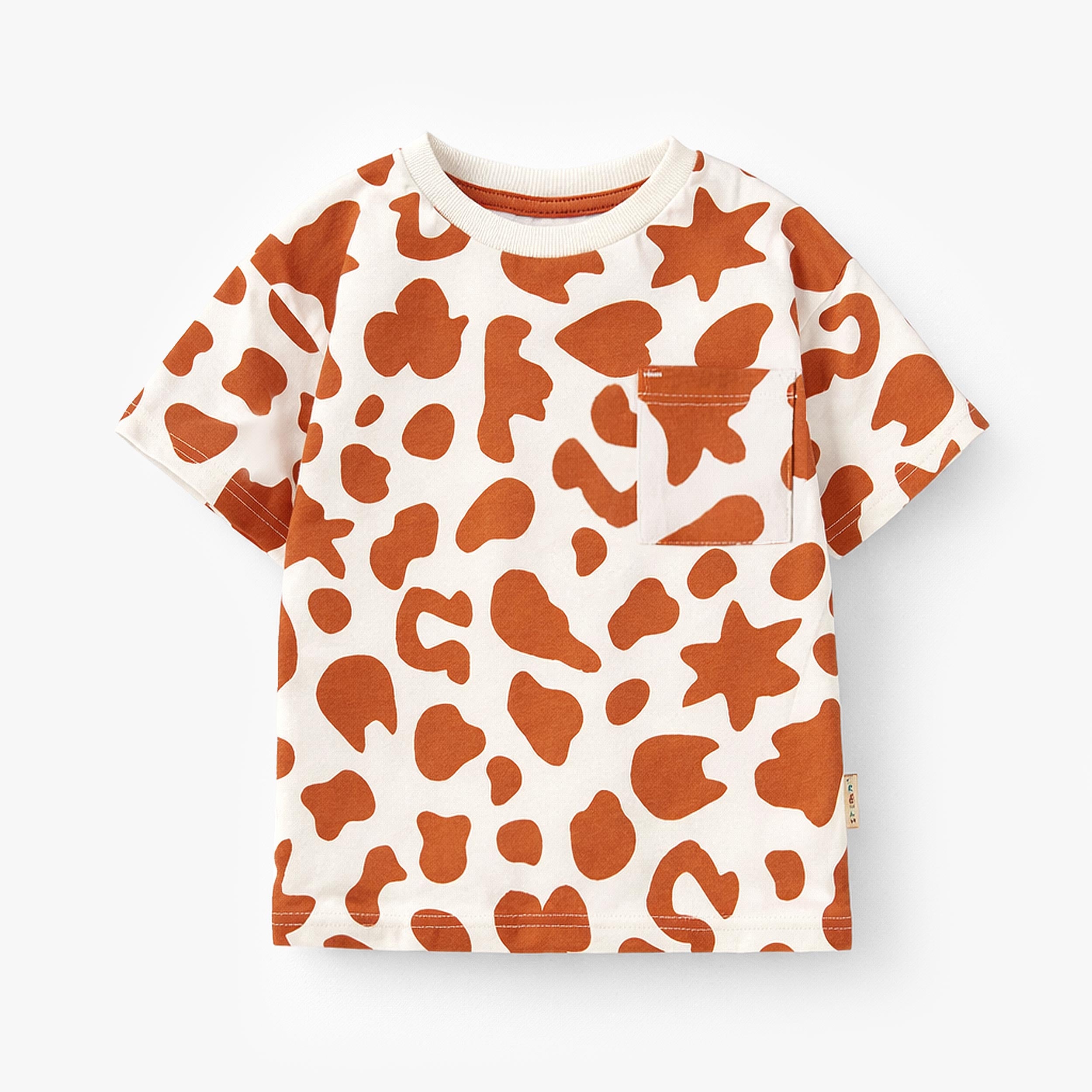 T-shirt crème et brun avec motif de vache, enfant - Souris Mini