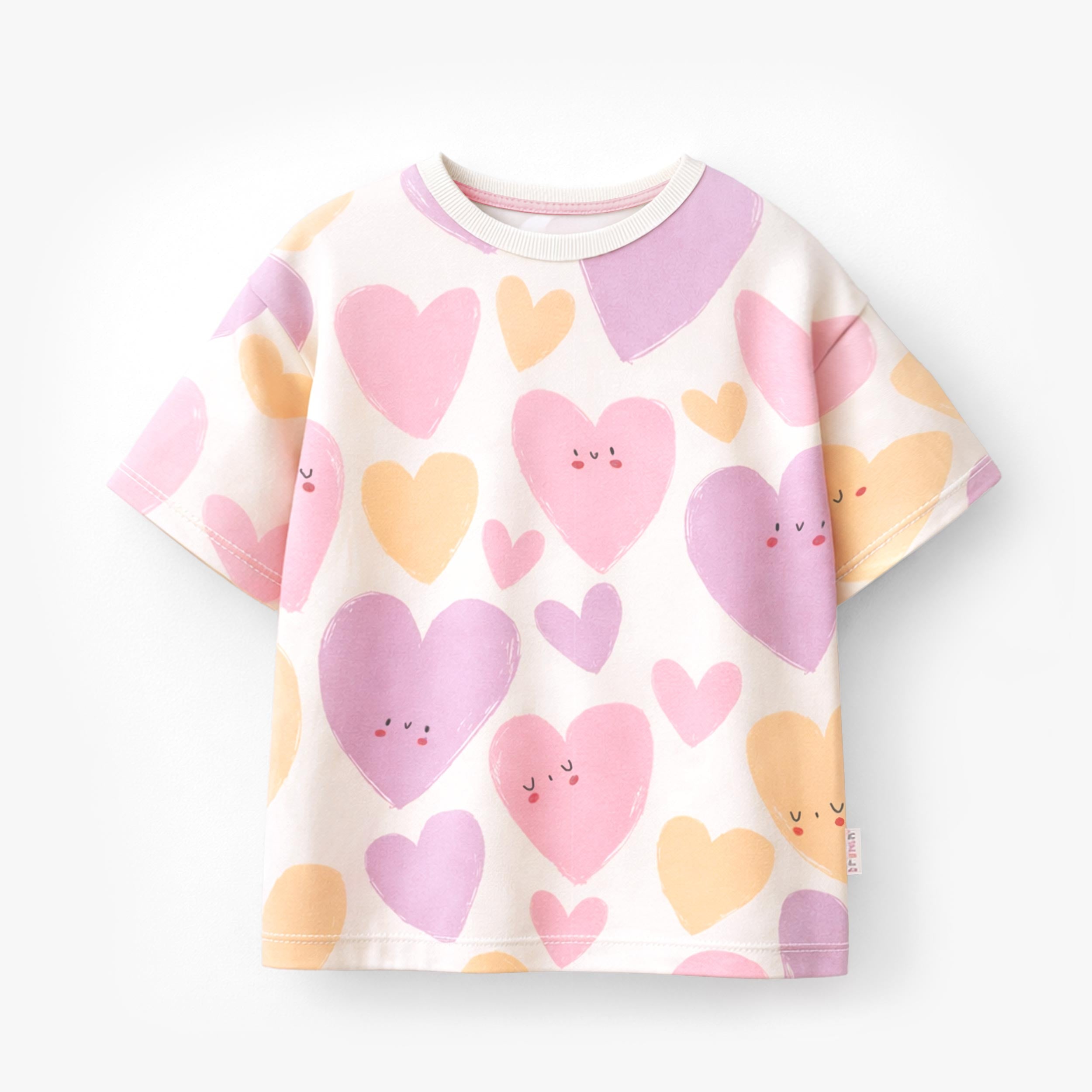 T-shirt crème à motifs de cœurs, enfant - Souris Mini