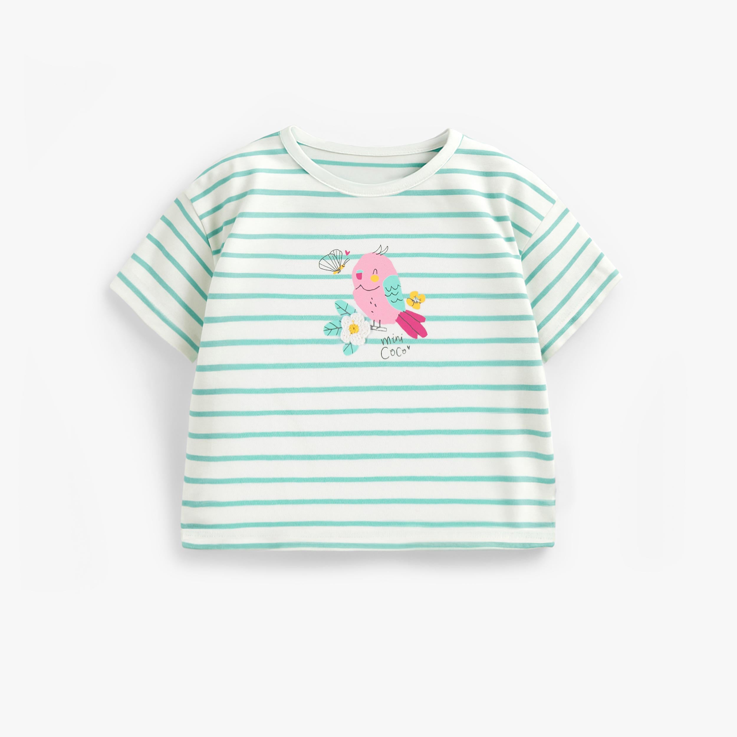 T-shirt crème à rayures avec illustration, bébé - Souris Mini