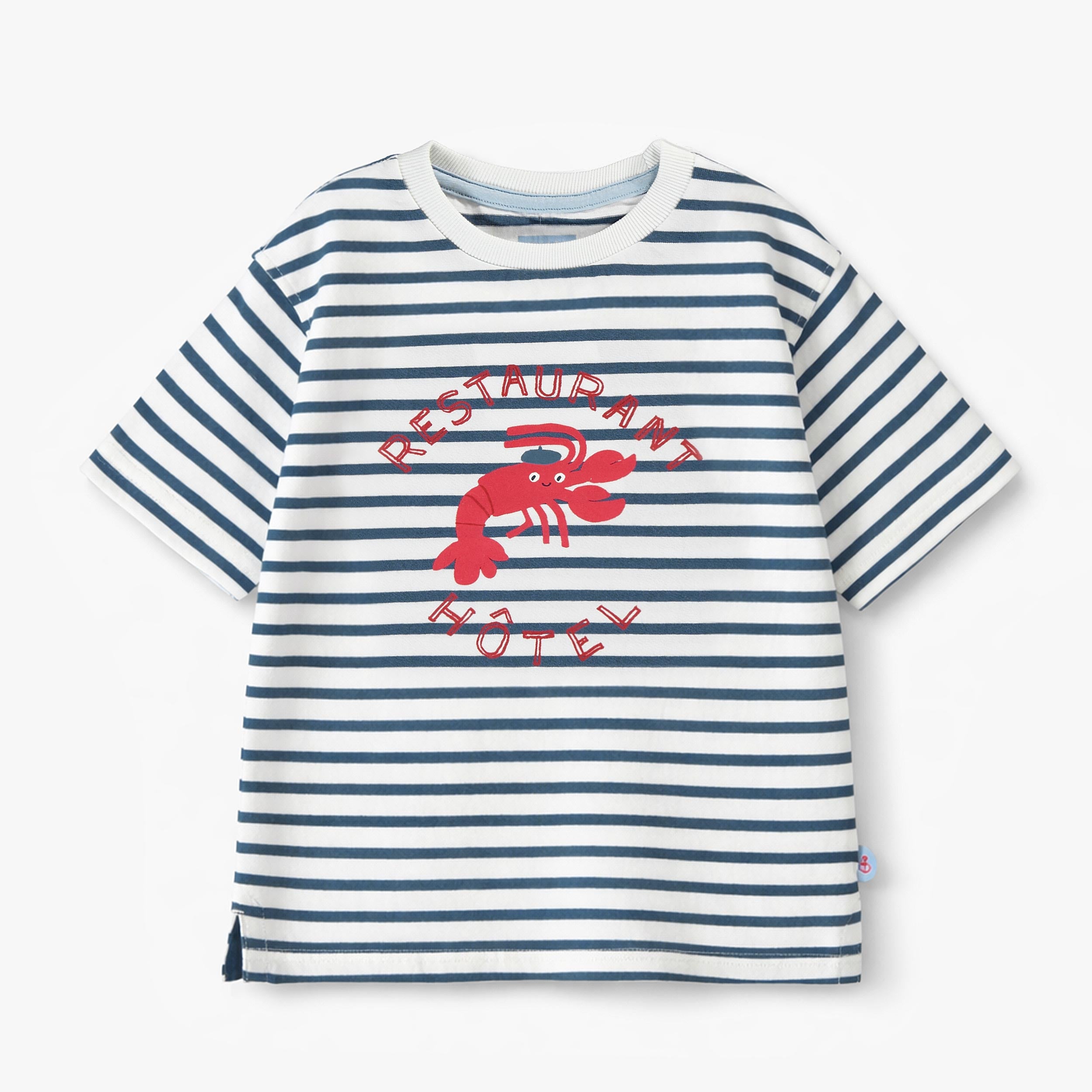 T-shirt crème à rayures avec illustration, enfant - Souris Mini