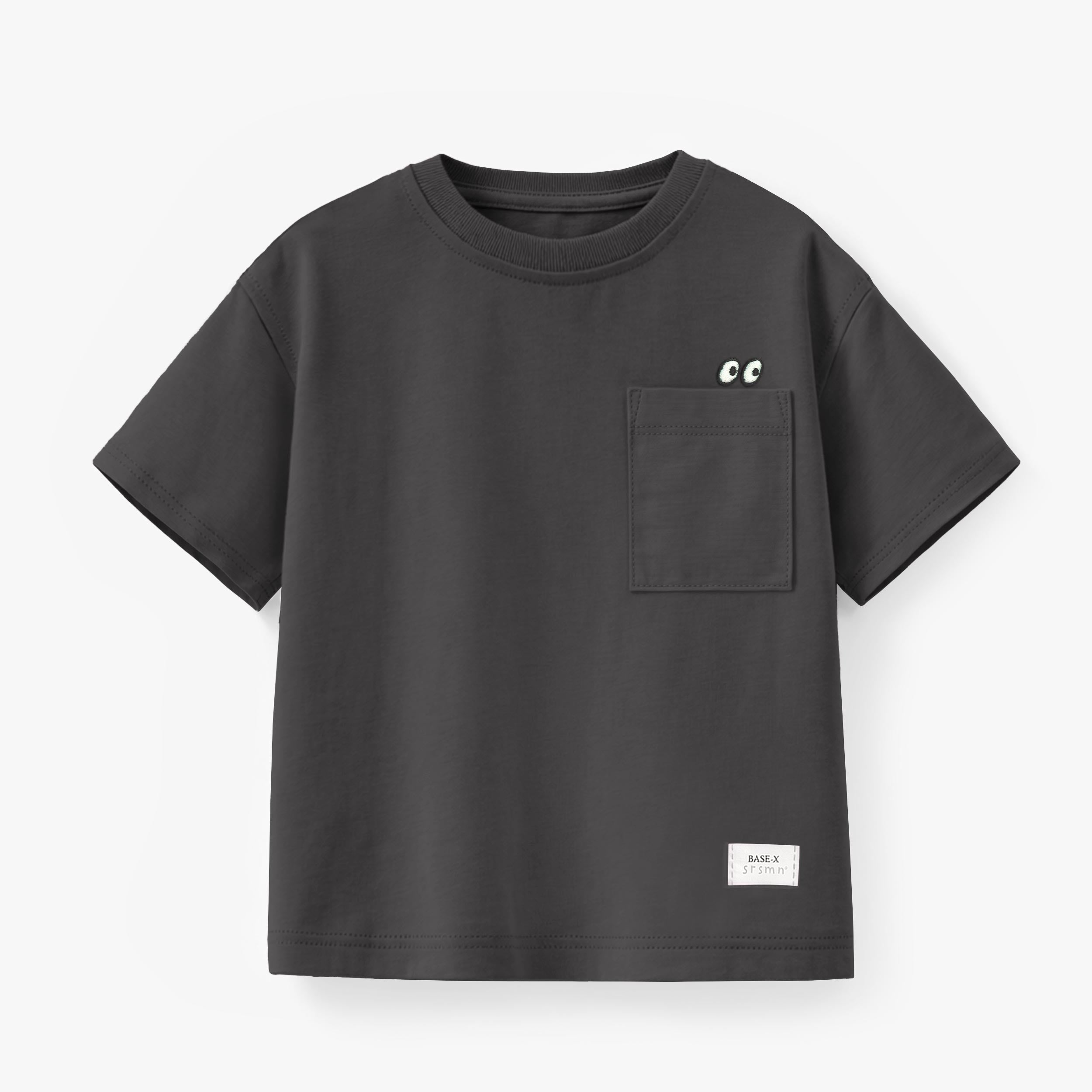 T-shirt noir avec poche, enfant | Souris Mini