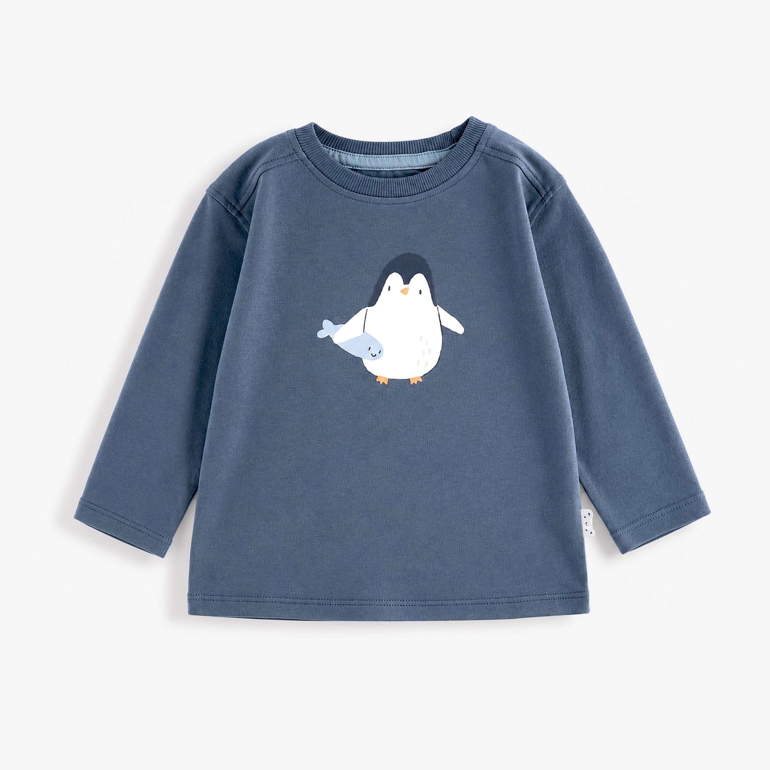 T-shirt bleu avec illustration de pingouin, bébé - Souris Mini