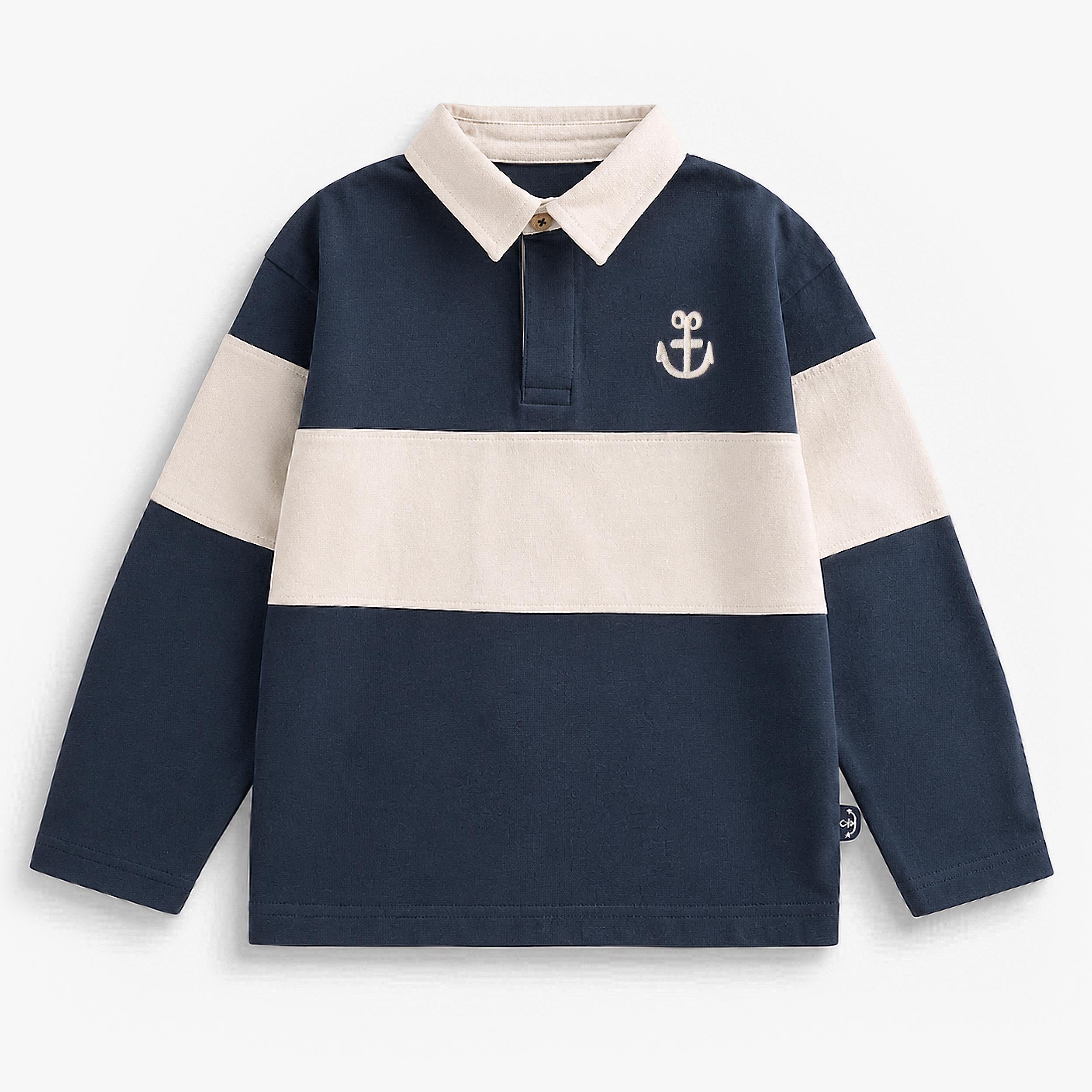 T-shirt bleu foncé et crème, enfant - Souris Mini