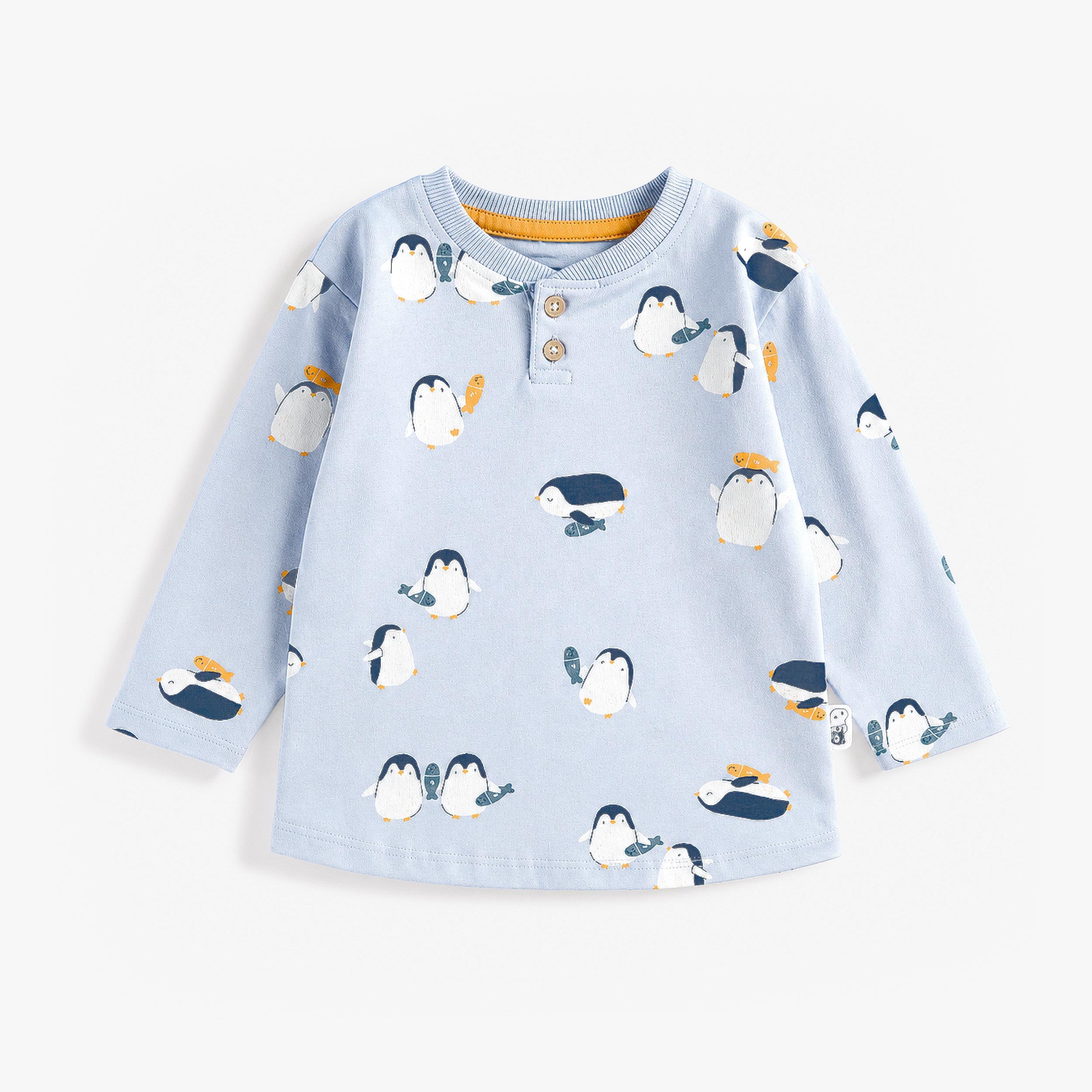 T-shirt bleu pâle à imprimé de pingouins, bébé - Souris Mini