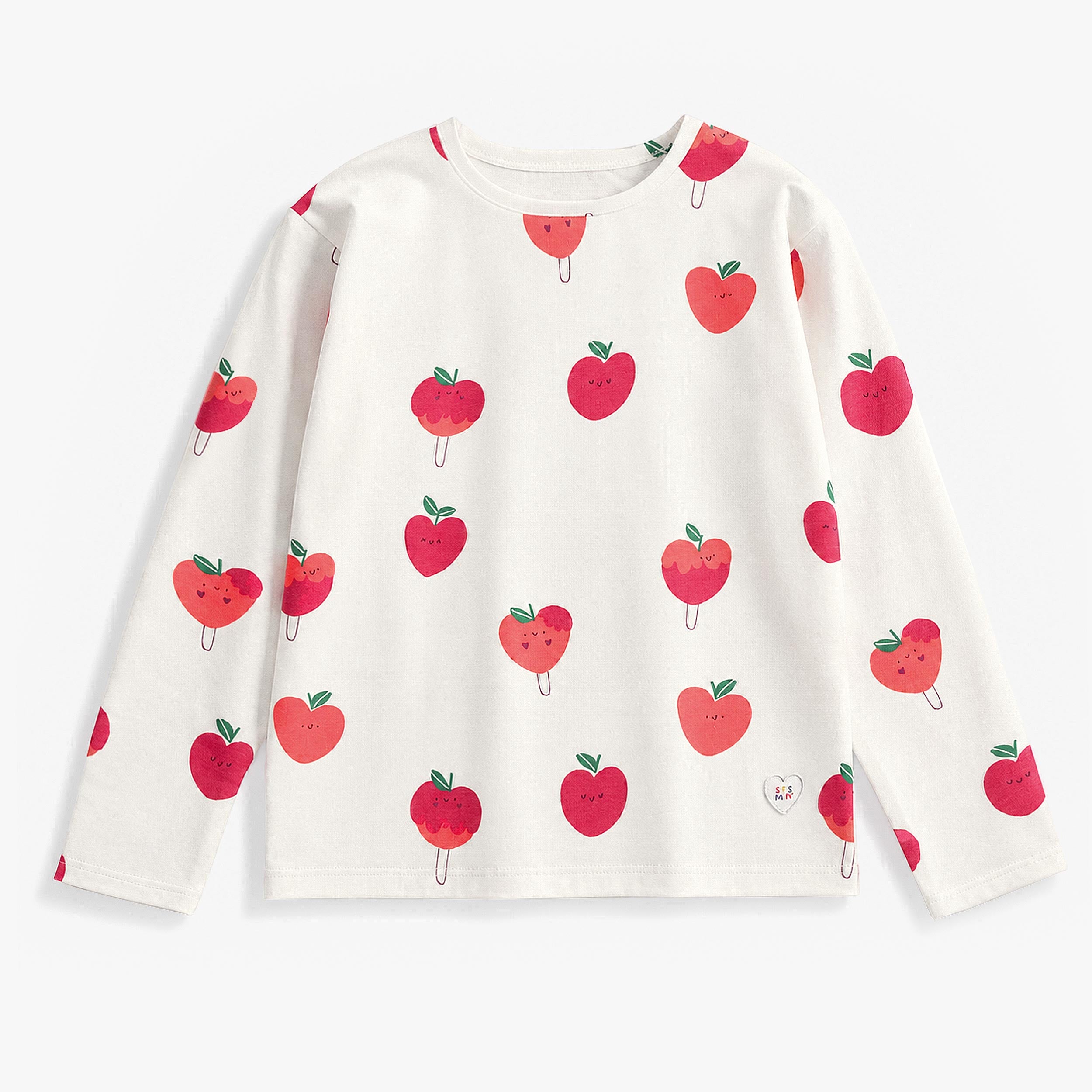 T-shirt crème à imprimé de pommes, enfant fille - Souris Mini