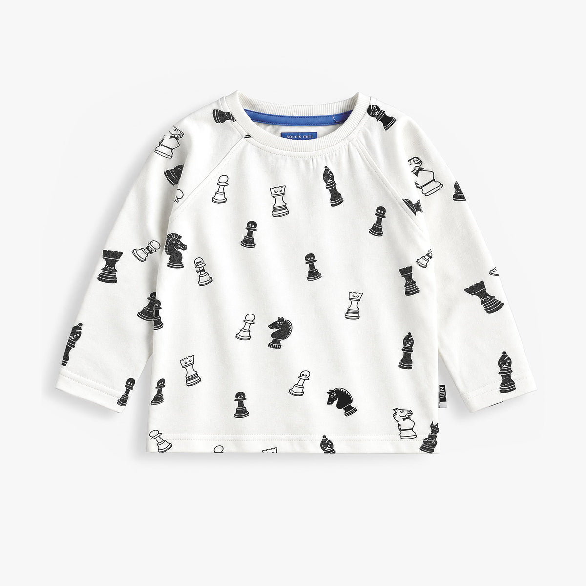 T-shirt crème à motifs de pièces d’échecs, bébé garçon - Souris Mini