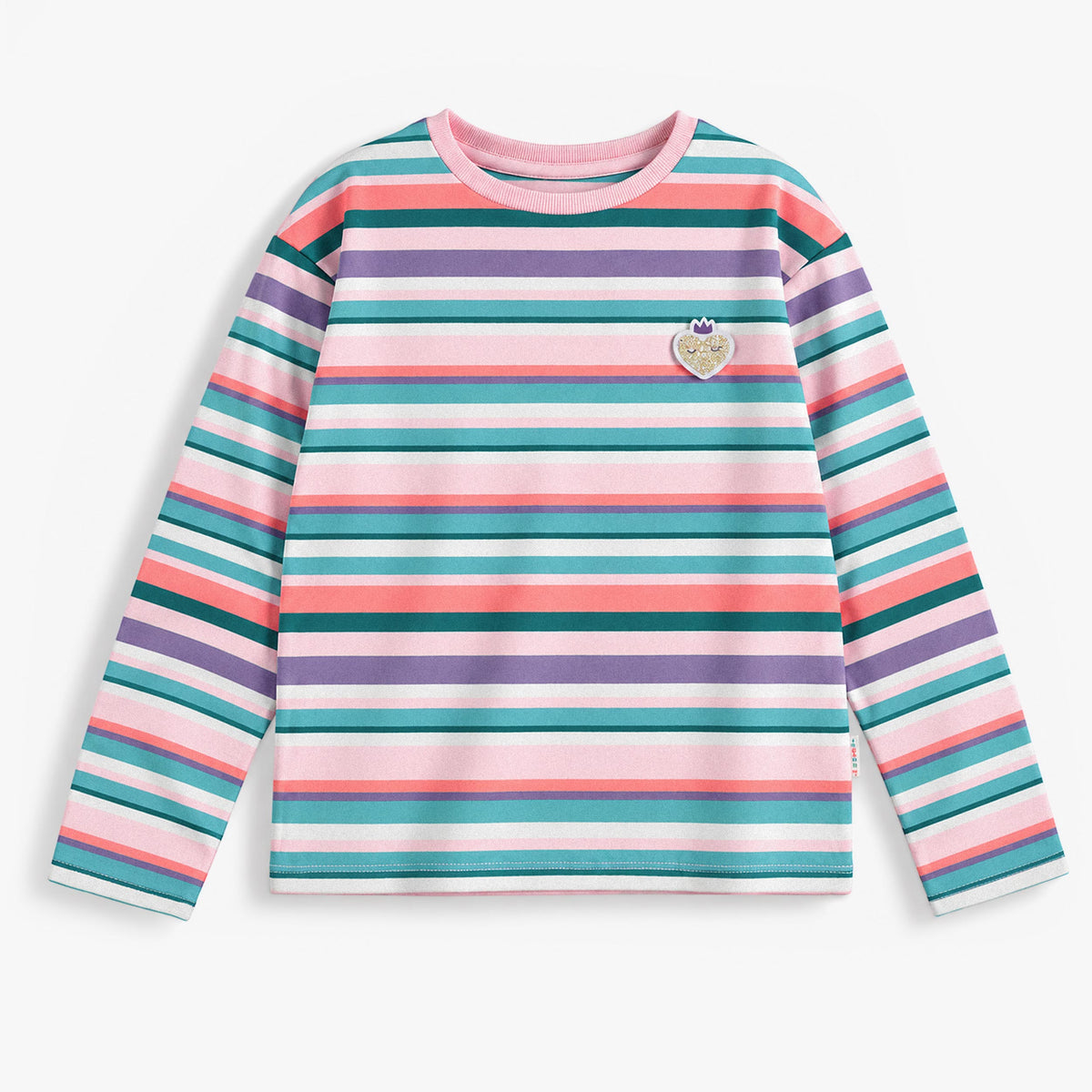 T-shirt à manches longues rayé multicolore, enfant fille