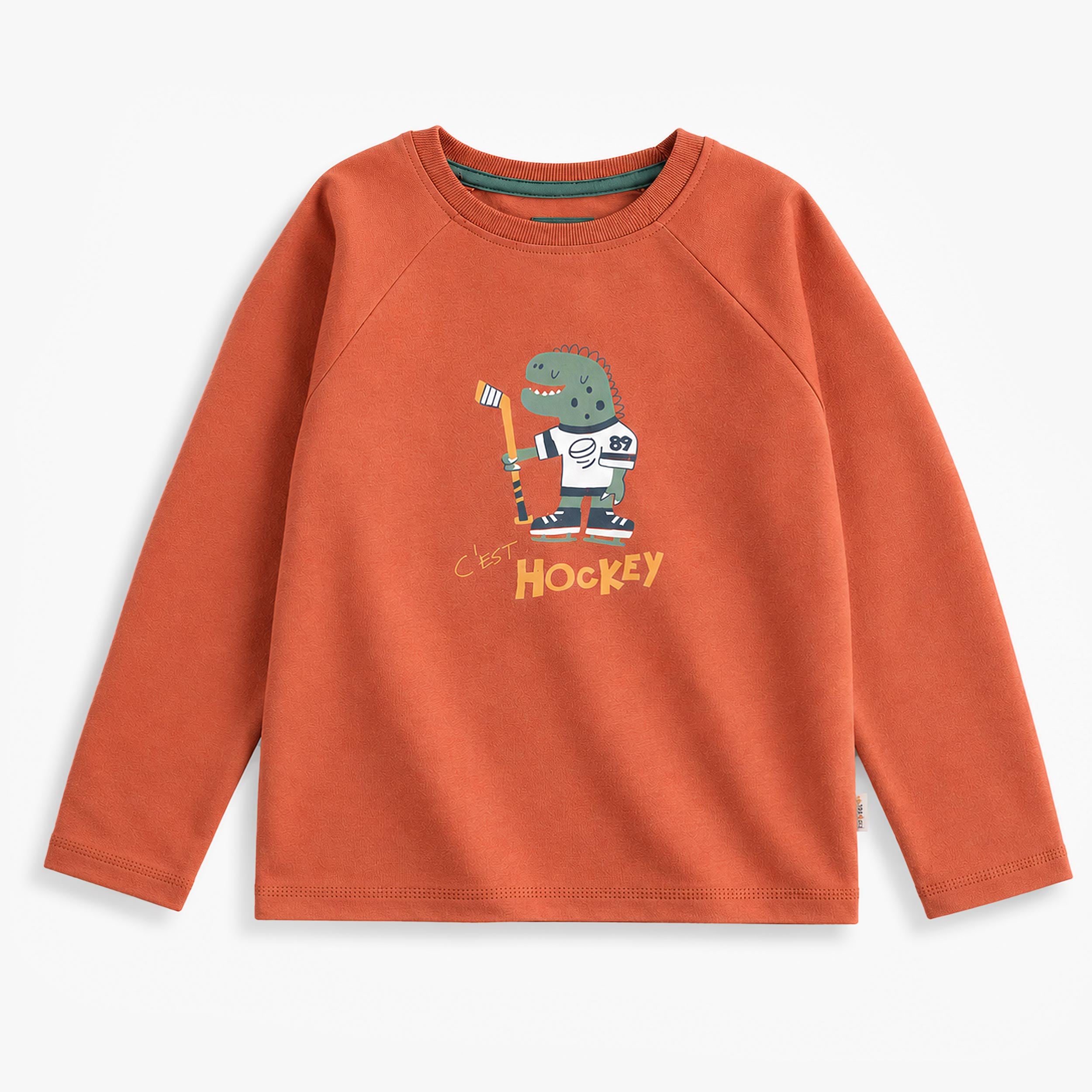 T-shirt orange à illustration de hockey, enfant - Souris Mini