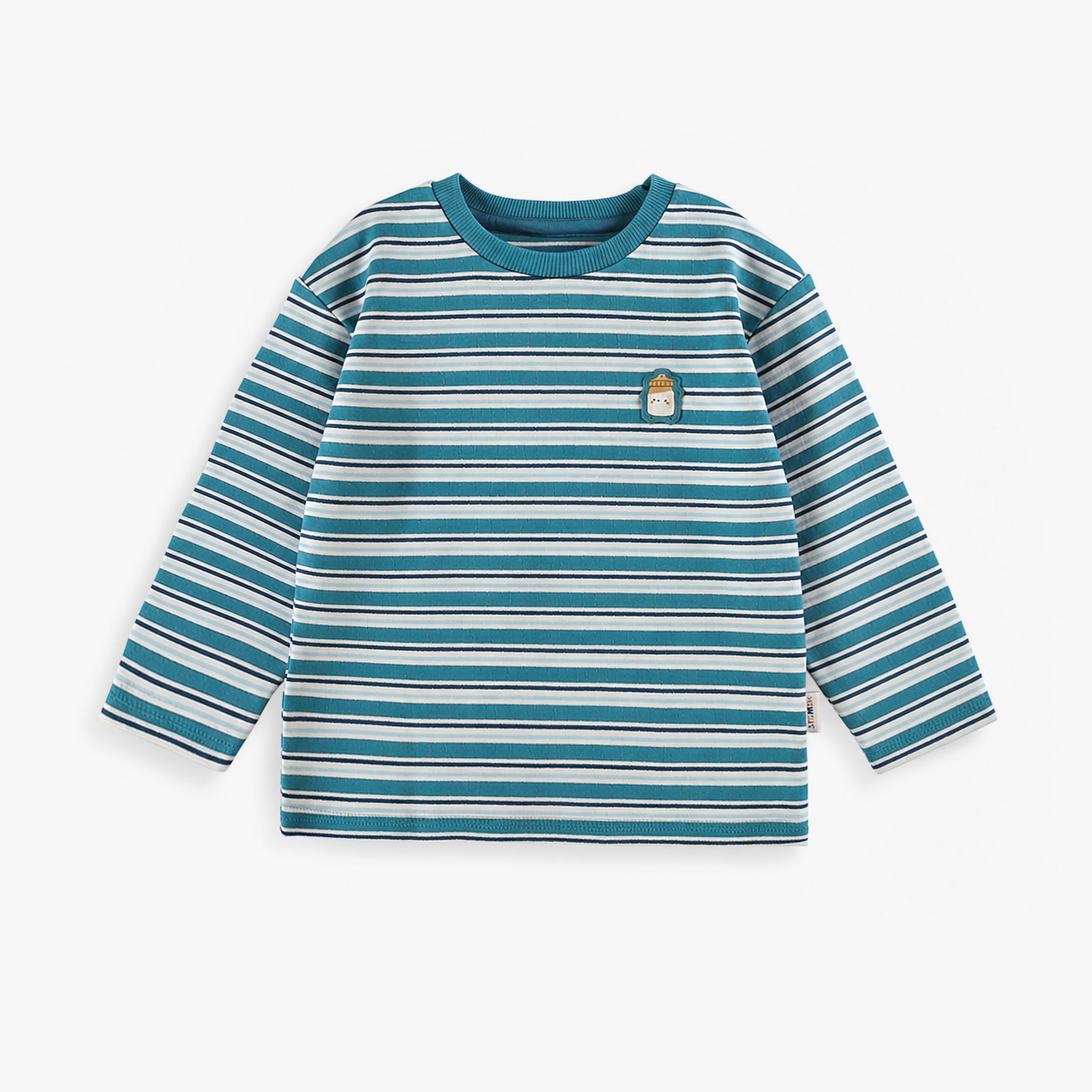 T-shirt rayé turquoise, marine et crème, bébé - Souris Mini