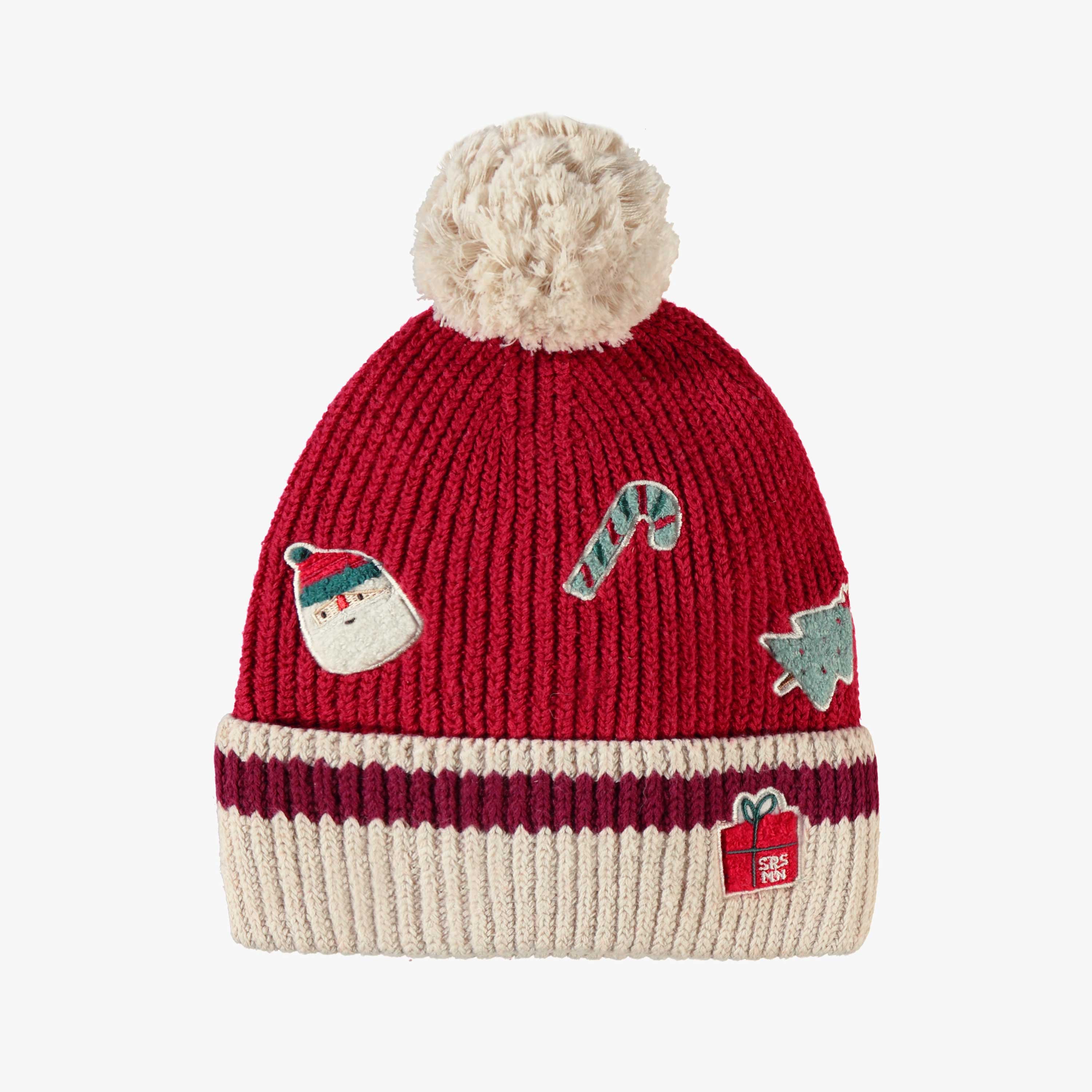 Tuque rouge en tricot avec motifs des Fêtes, enfant - Souris Mini