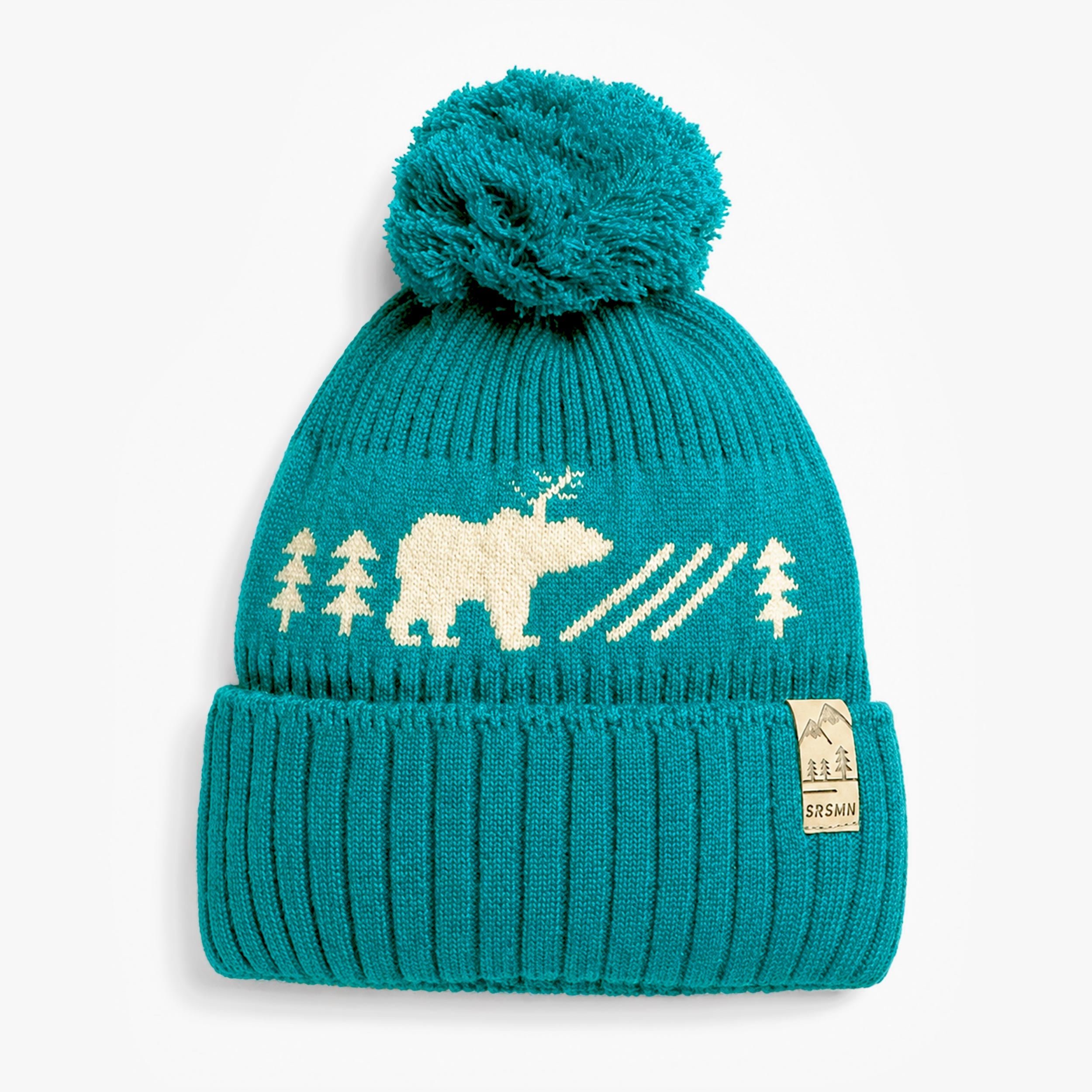 Tuque turquoise à motif d'ours en tricot, enfant - Souris Mini
