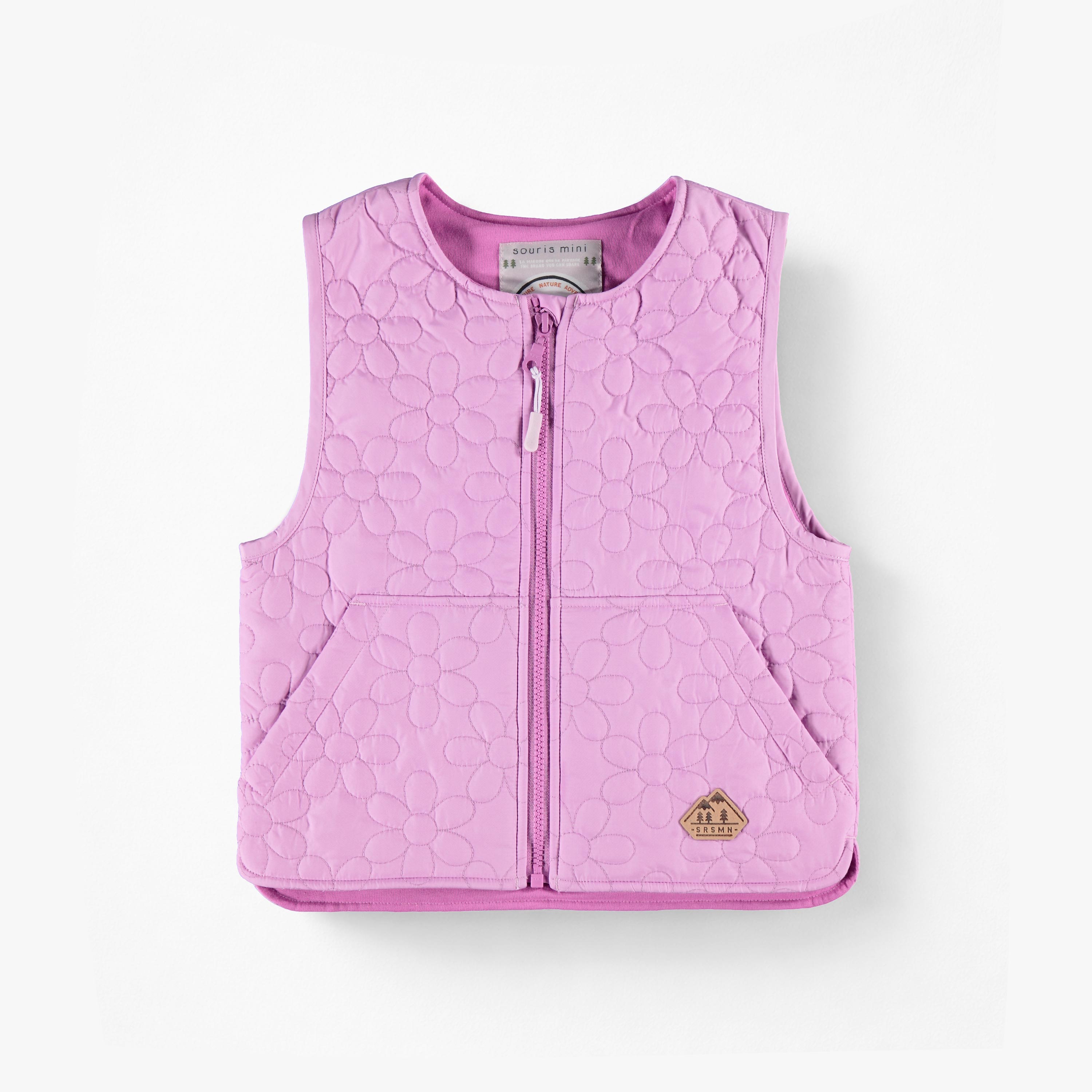 Veste sans manches mauve à motif floral matelassé, enfant - Souris Mini