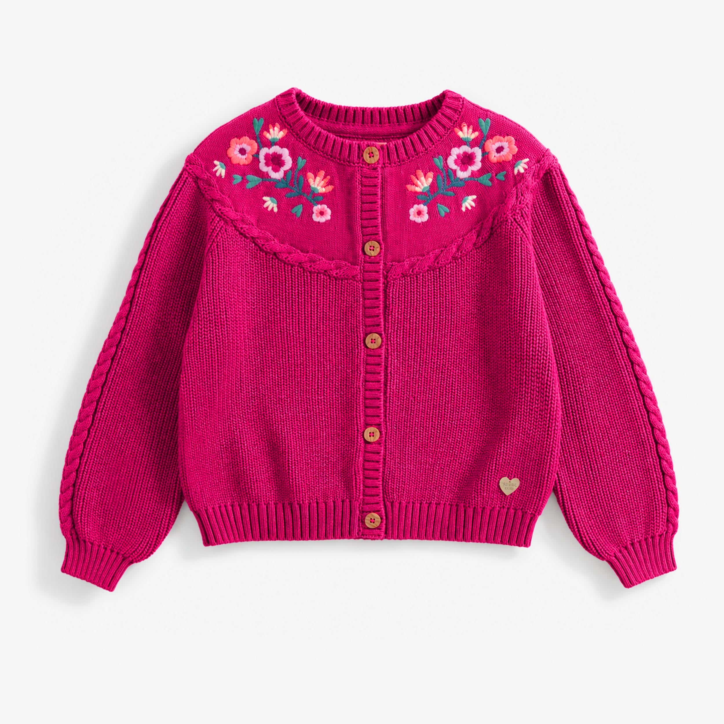 Veste de maille rose framboise brodée, enfant - souris Mini