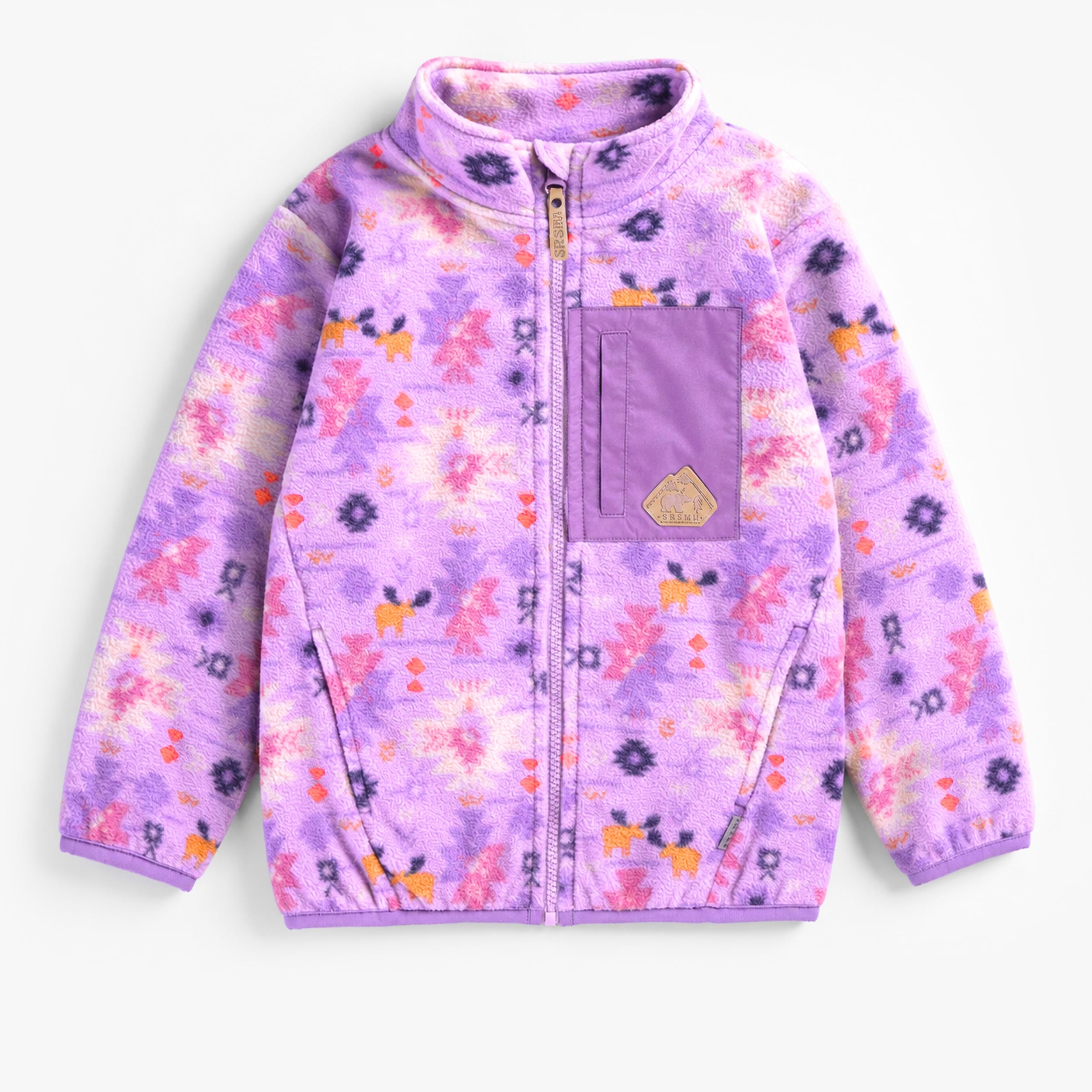 Veste mauve en polar à motifs, enfant - Souris Mini