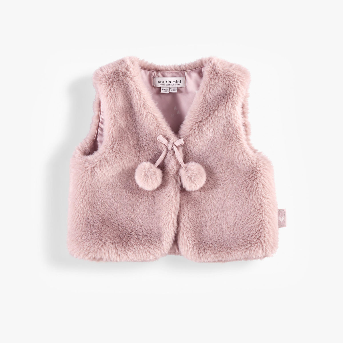 Veste sans manches rose en fausse fourrure, bébé fille - Souris Mini