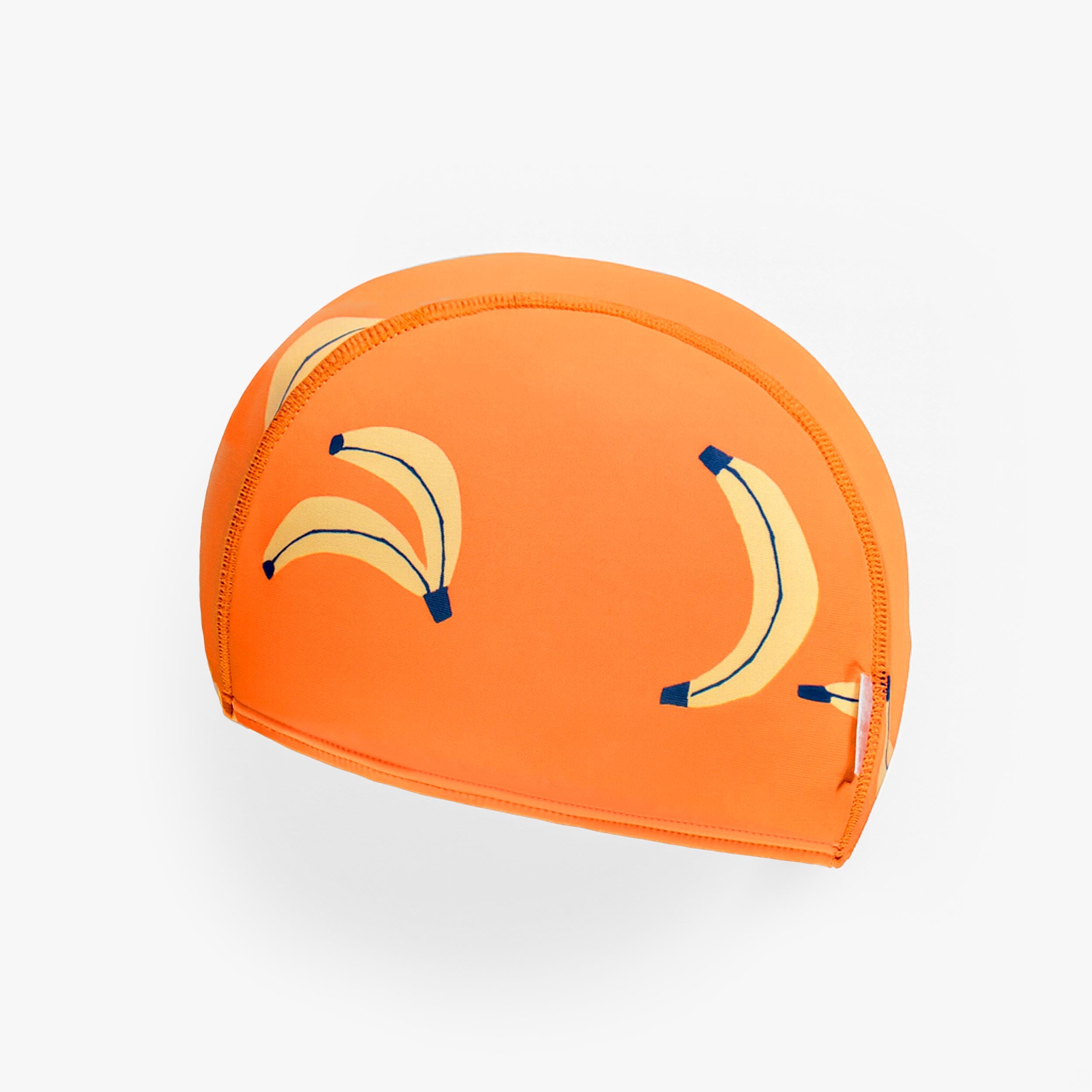 Vue de côté du casque de bain orange motifs de bananes enfant - Souris Mini