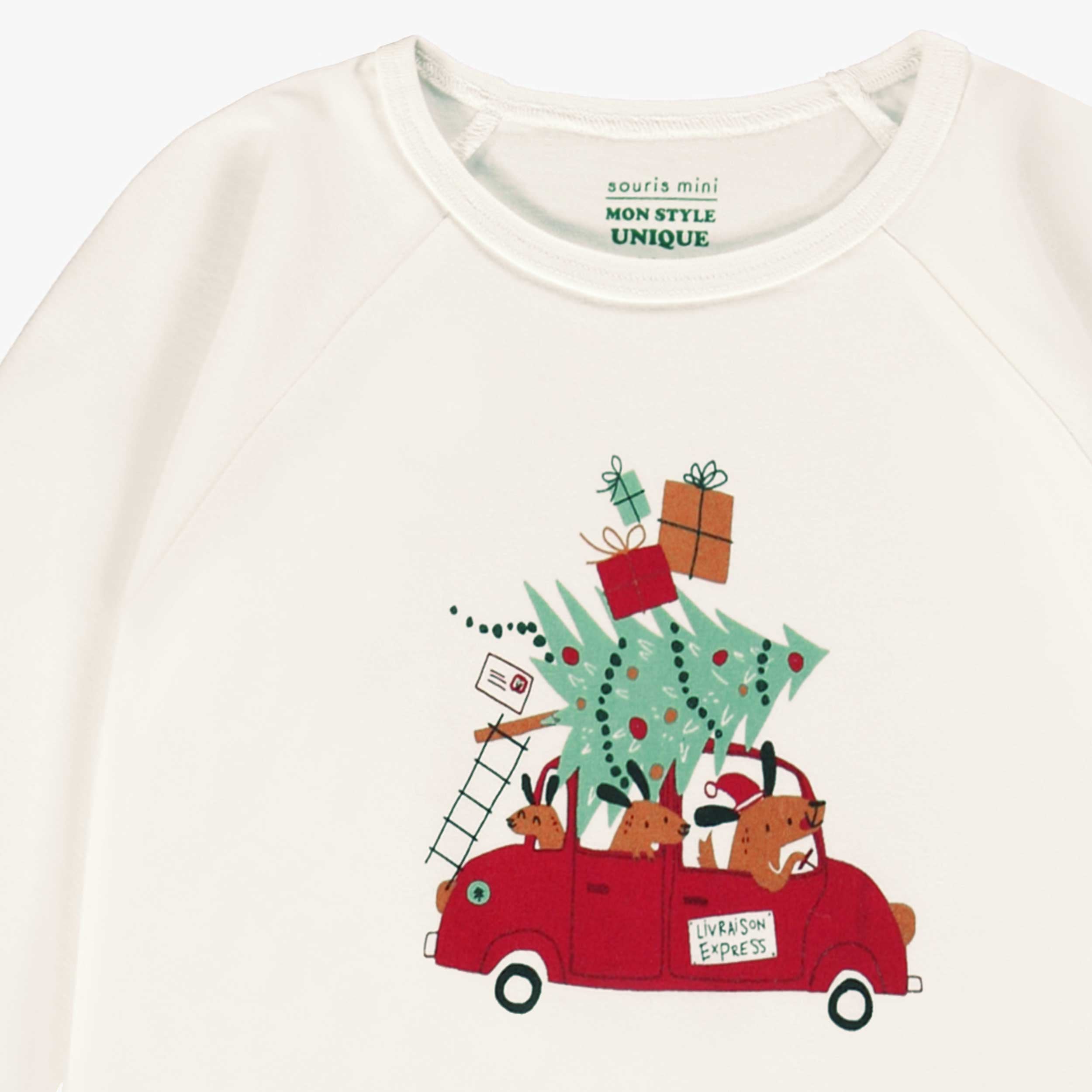 Cache-couche crème avec illustration des Fêtes, bébé