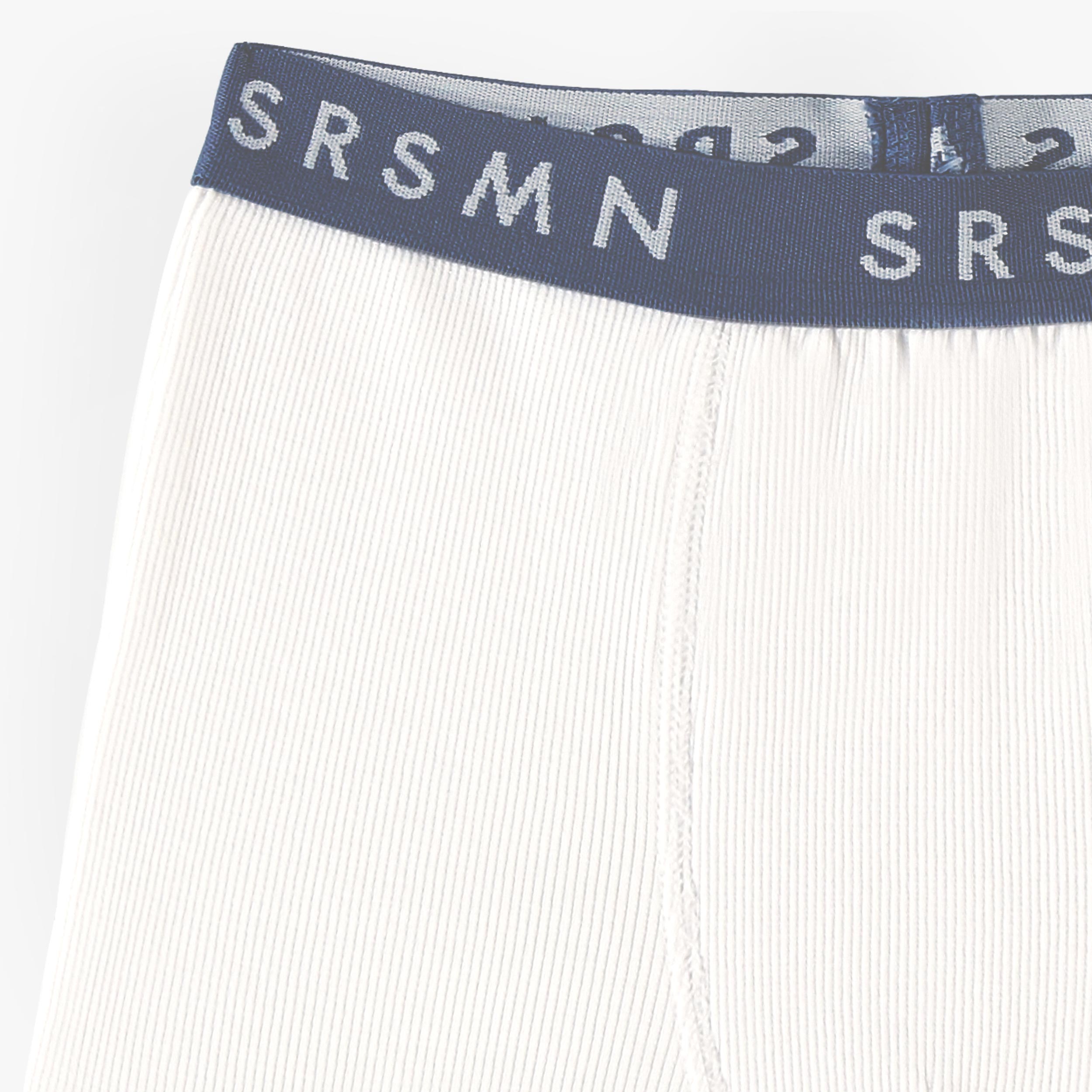 Zoom détails du boxer blanc en coton côtelé, enfant