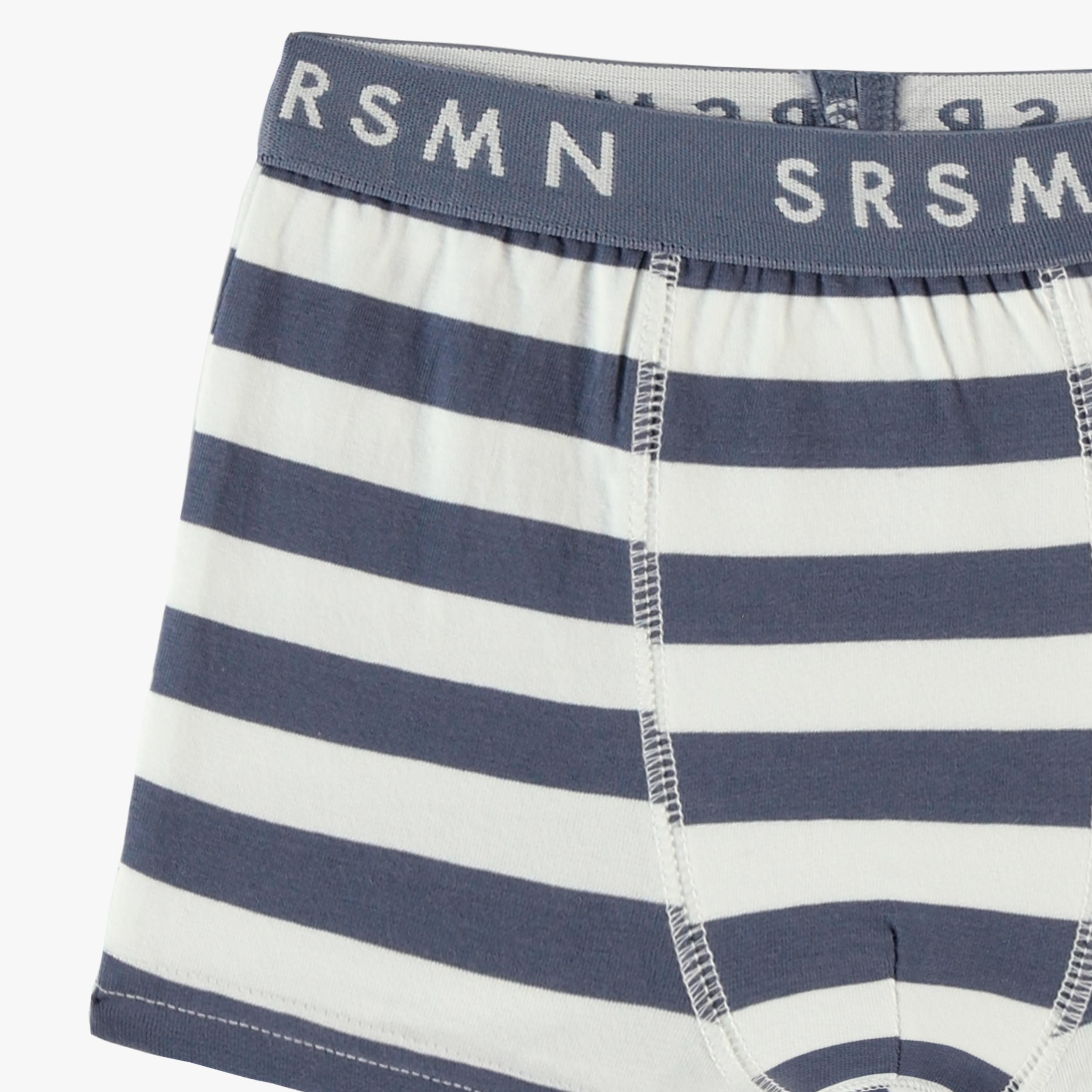 Zoom détails du boxer marine et crème à rayures, enfant