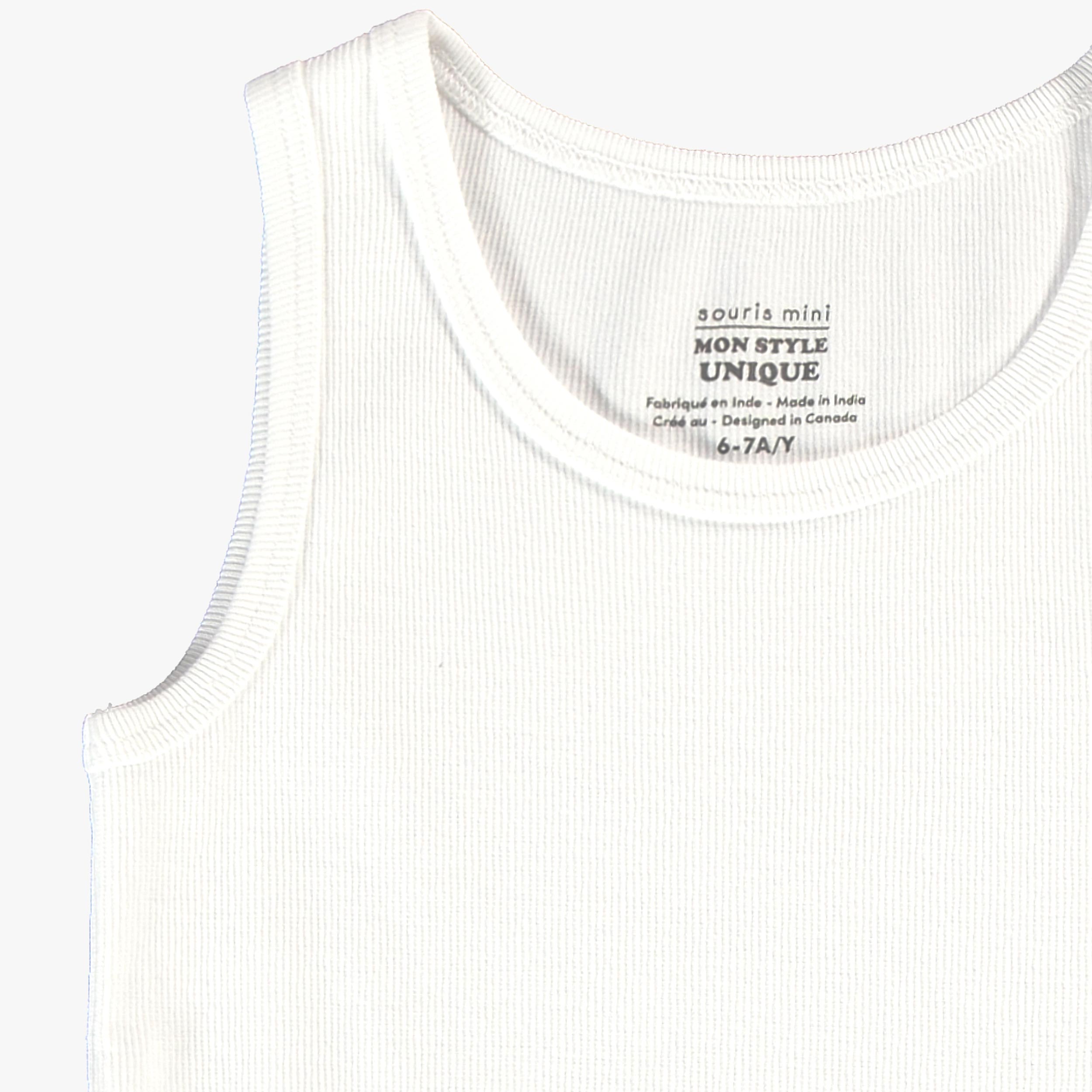 Camisole blanche en coton côtelé, enfant
