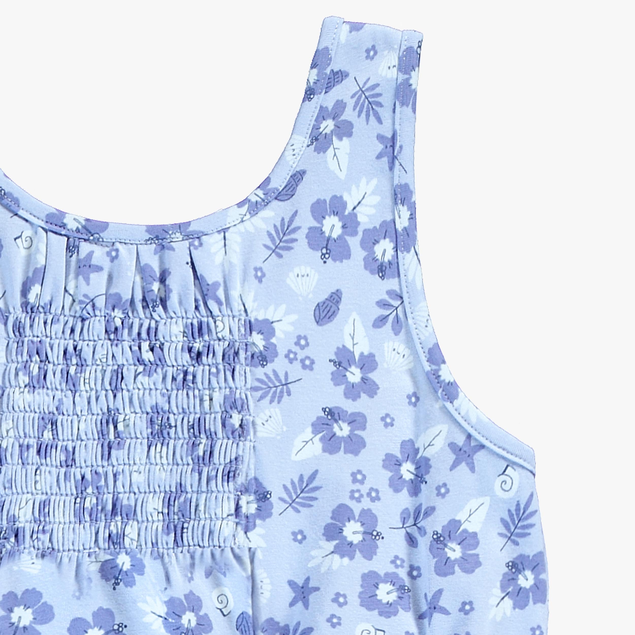Zoom détails de la combishort bleu à motifs, enfant