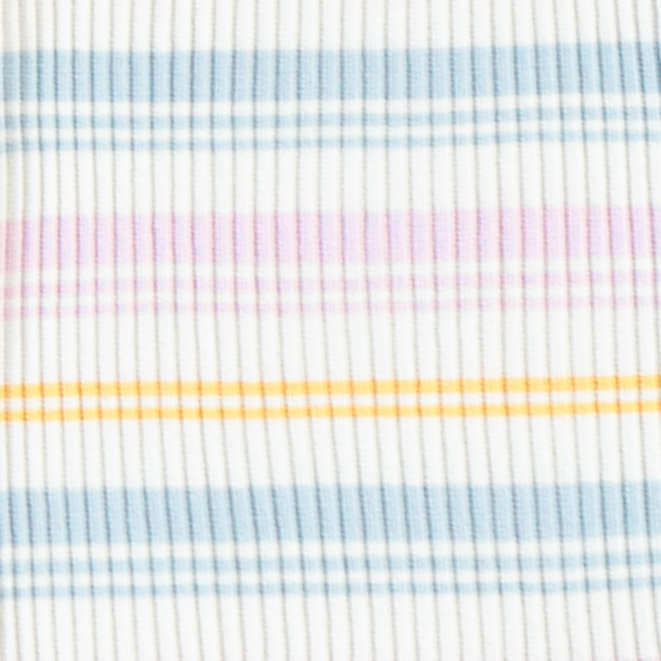 Zoom détails du tissu du pyjama une pièce crème à rayures pastel, bébé