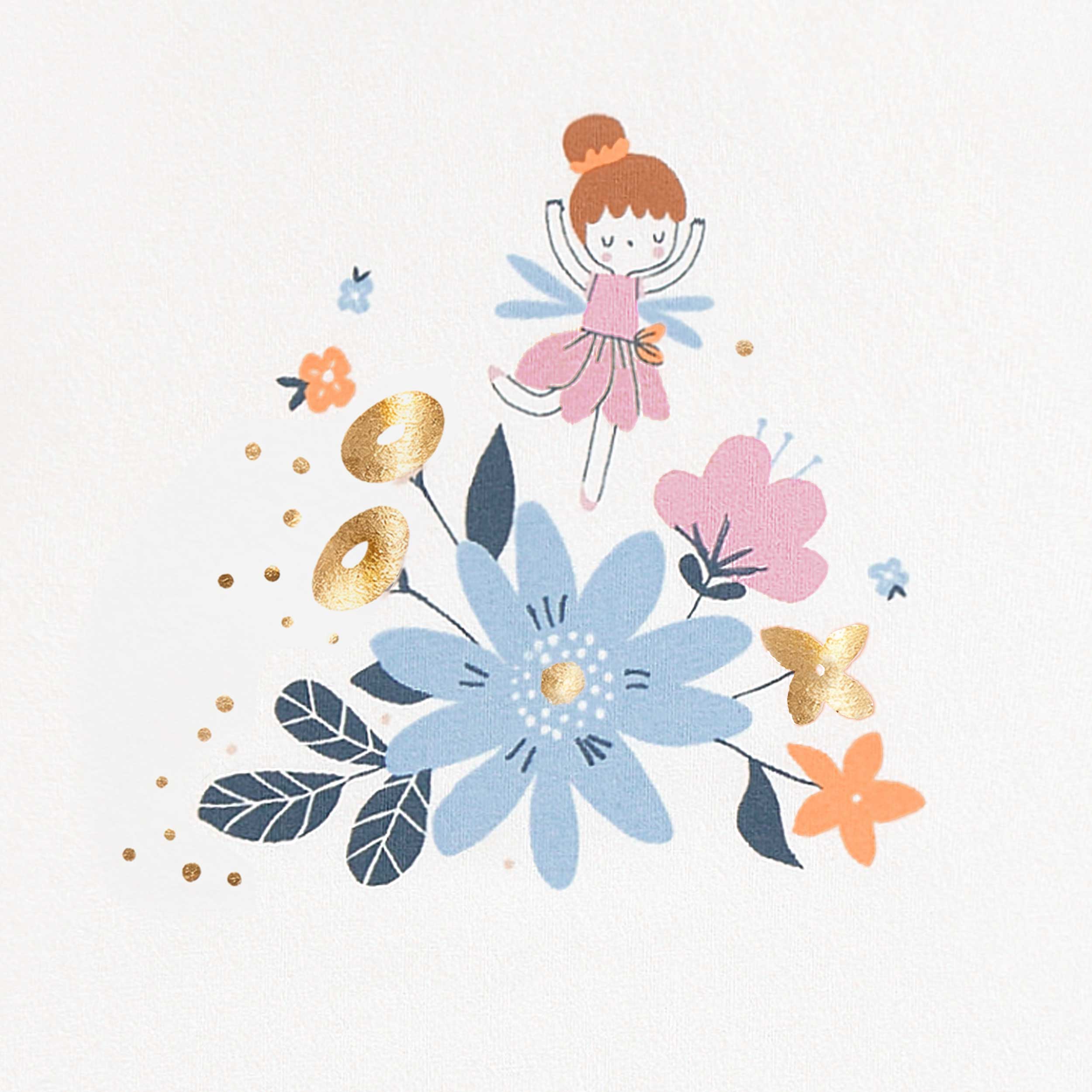 Zoom détails illustrations du t-shirt blanc avec illustration, enfant