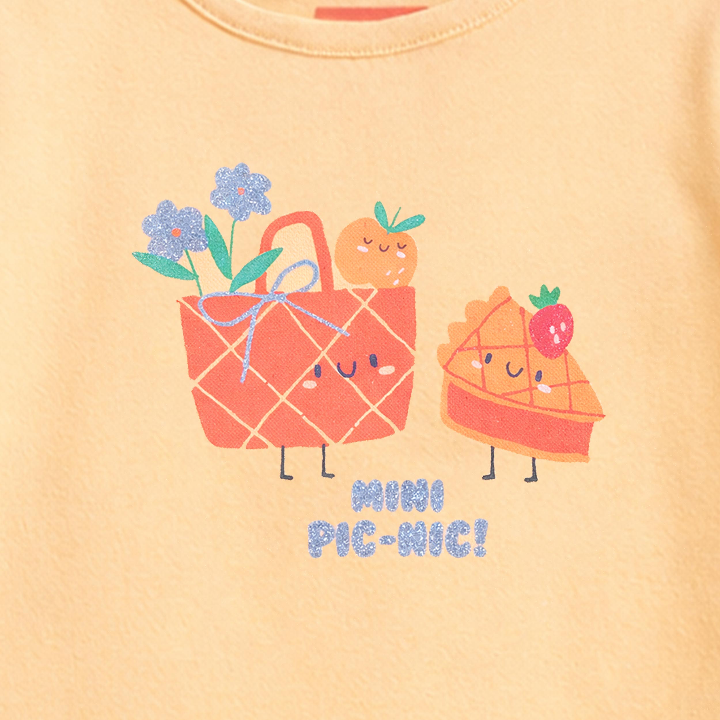 Zoom détails du t-shirt jaune avec illustration, bébé - Souris Mini