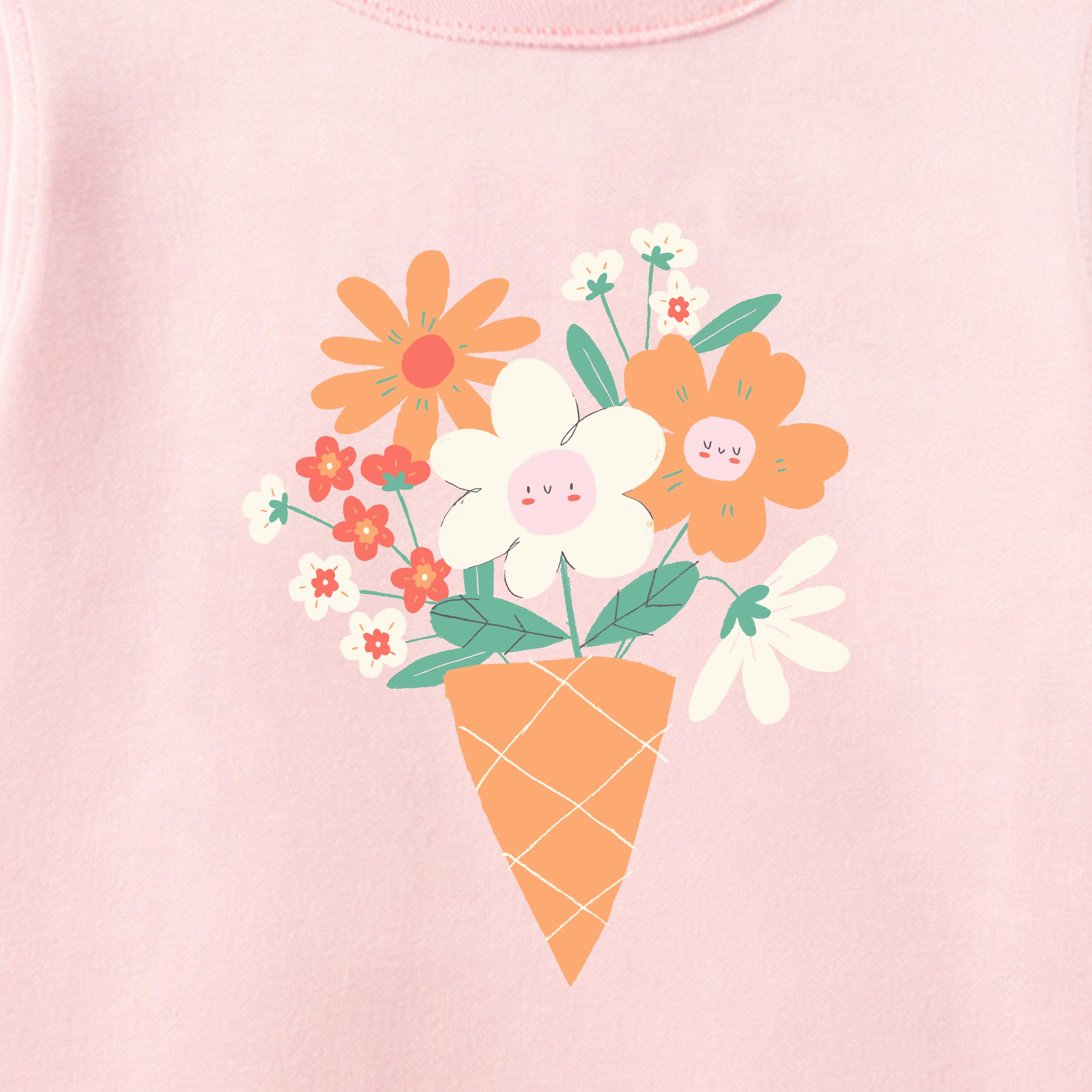 Zoom détails du t-shirt rose avec illustration, enfant
