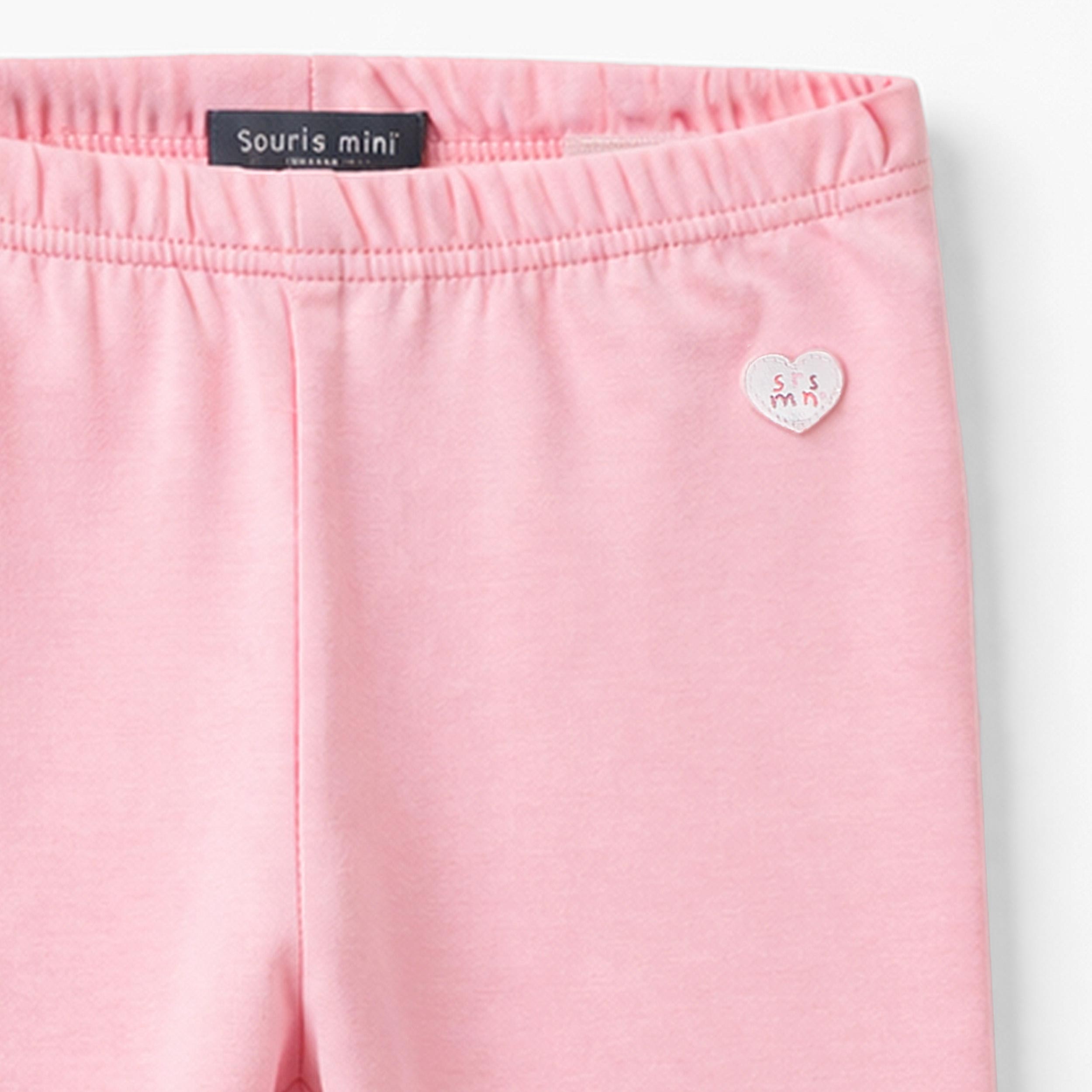 Zoom détails du legging court rose en jersey extensible, enfant
