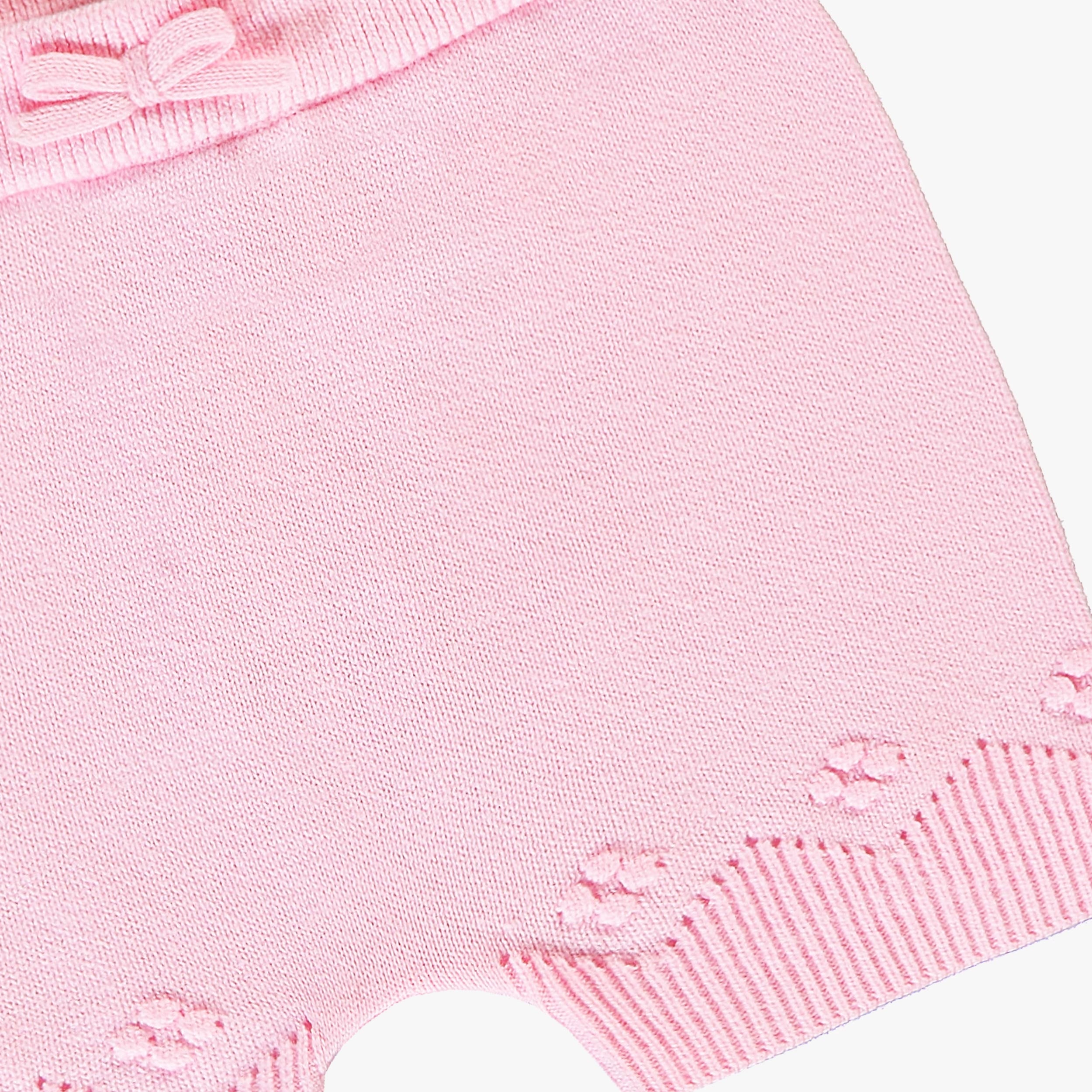 Zoom détails Short rose en tricot à motif pointelle, naissance
